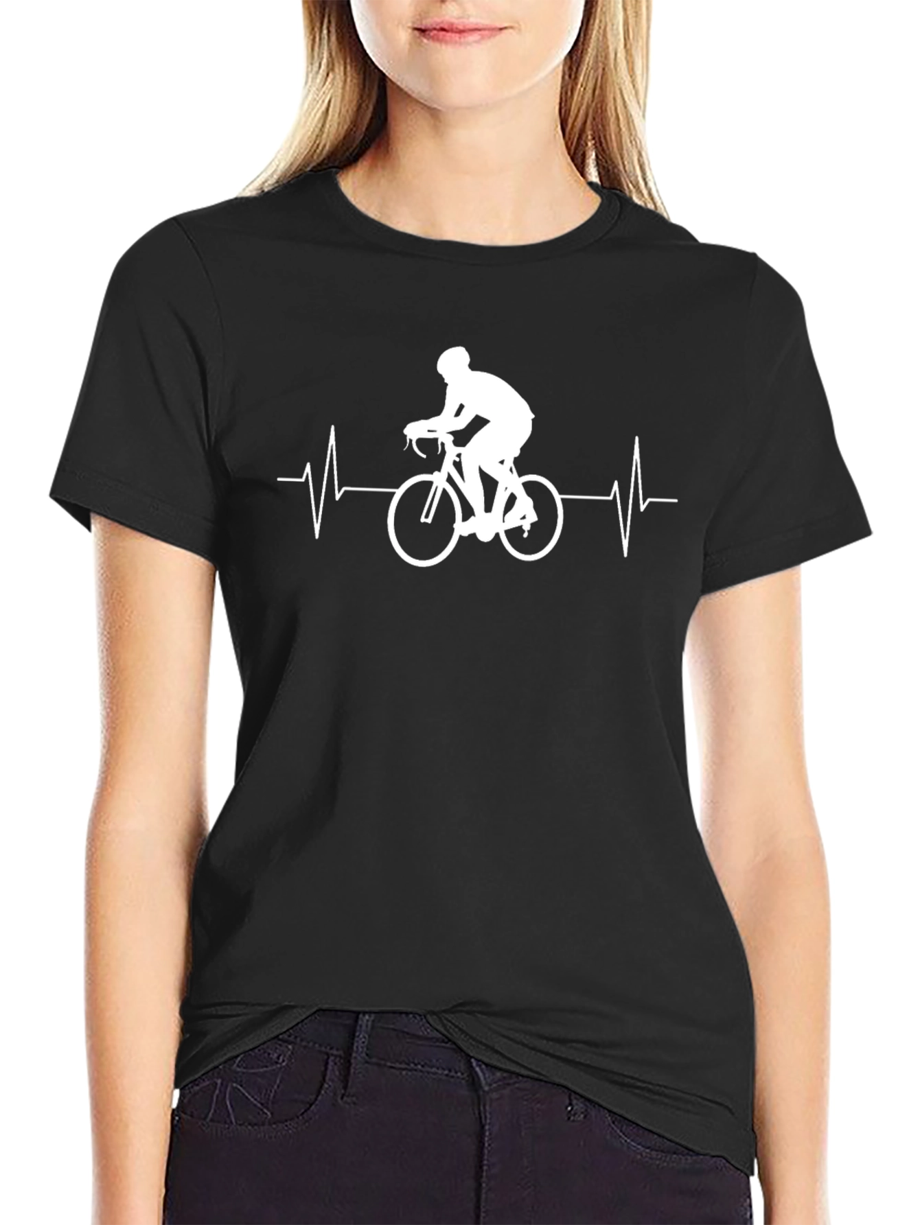 Cycling Heartbeat Graphic Tee - Black