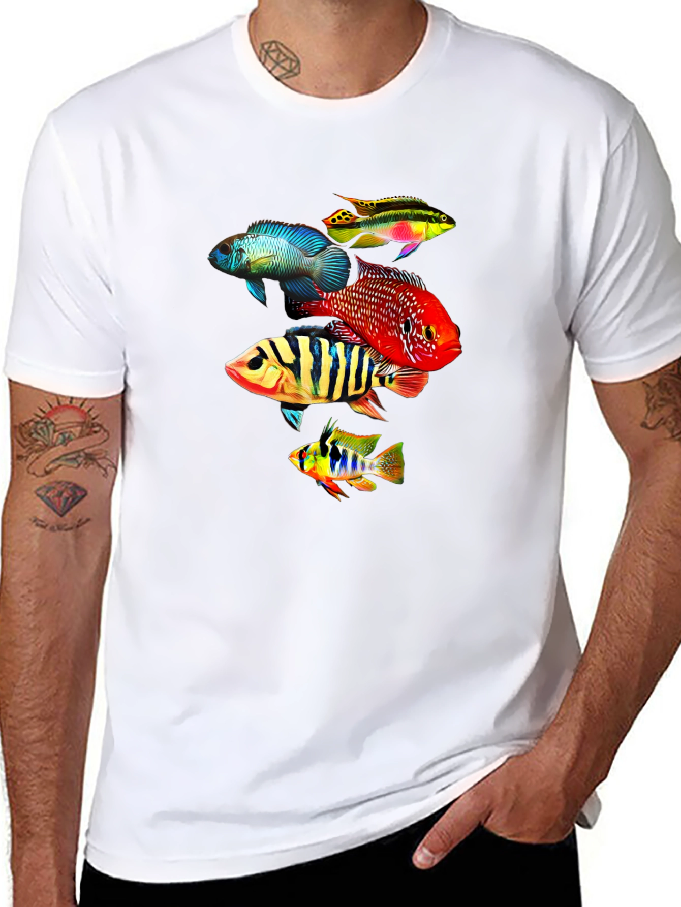 Colorful Fish Graphic T-Shirt