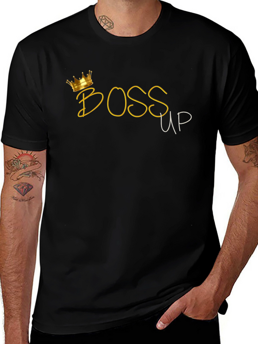 Boss Up Black T-Shirt with Gold Crown