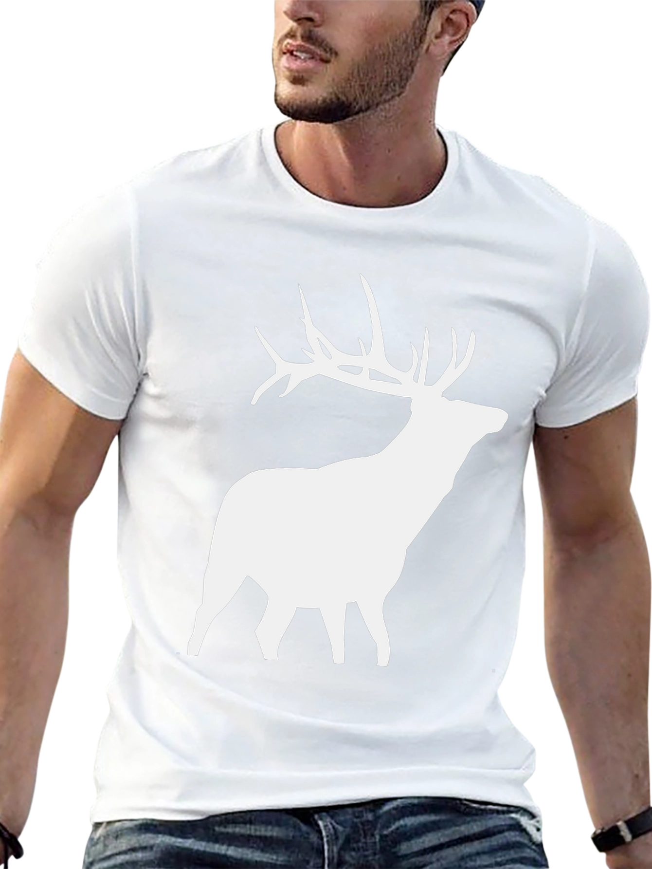 Deer Silhouette Graphic Tee - Black