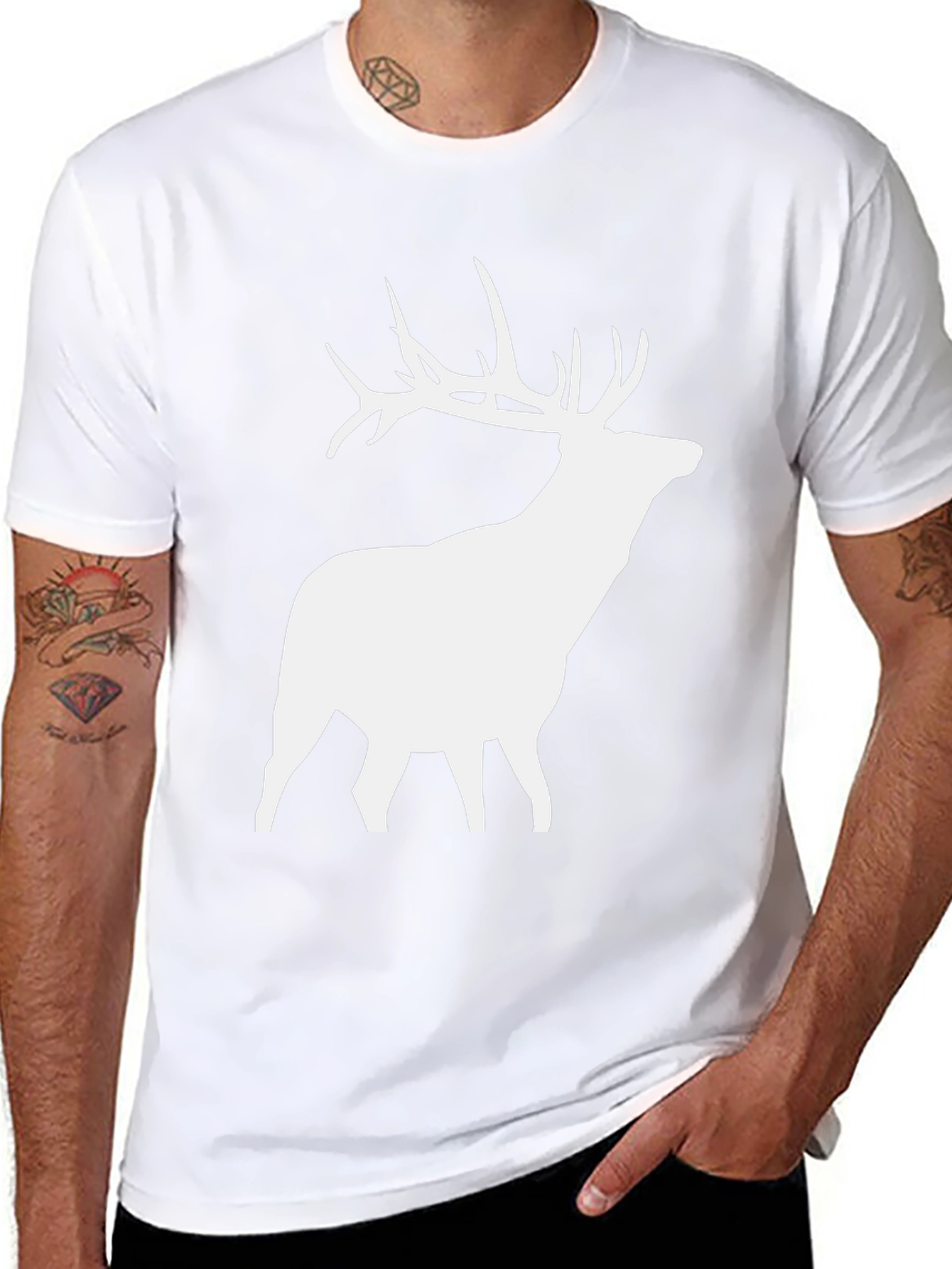 Deer Silhouette Graphic Tee - Black