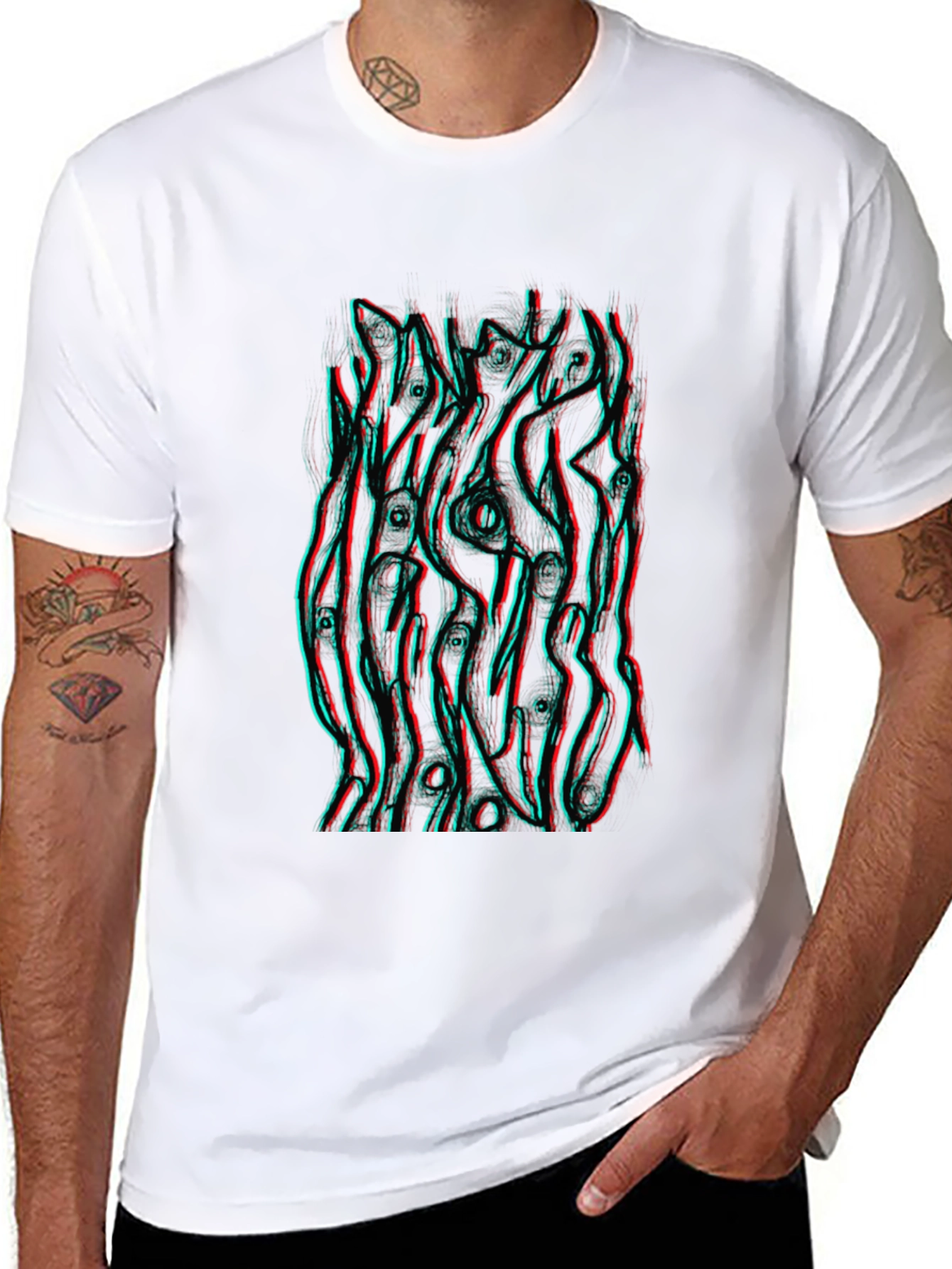 Abstract 3D Style Graphic Tee - Black