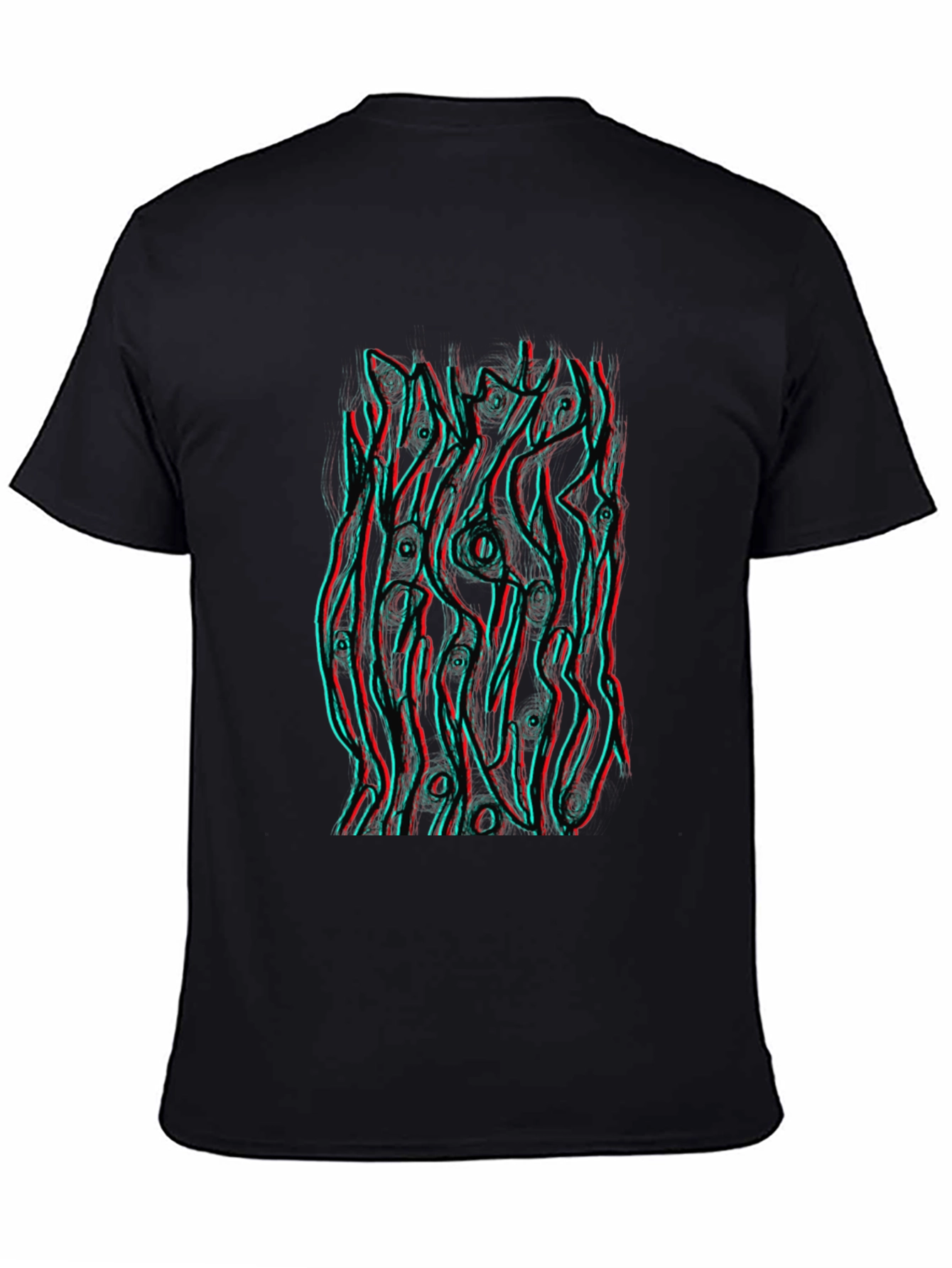 Abstract 3D Style Graphic Tee - Black