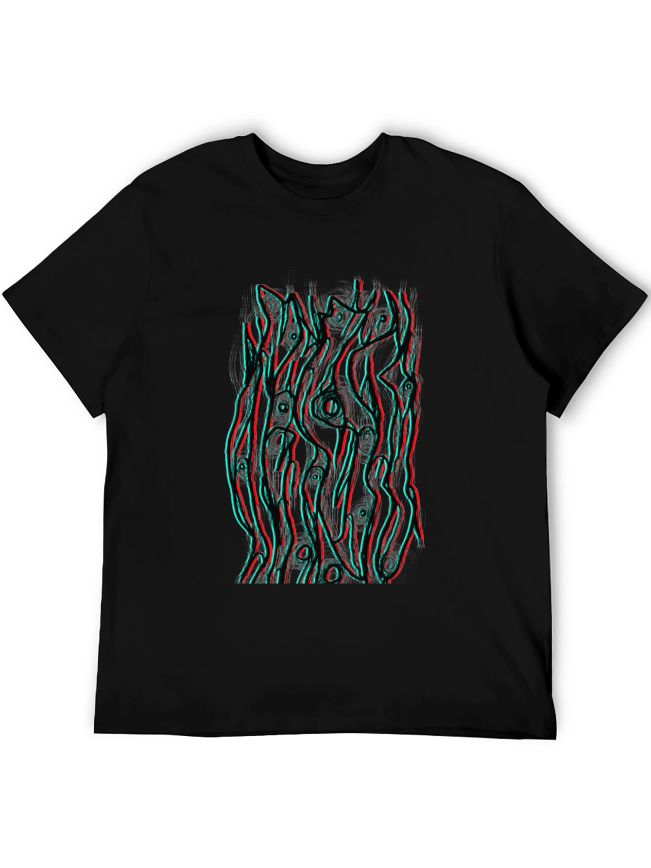 Abstract 3D Style Graphic Tee - Black
