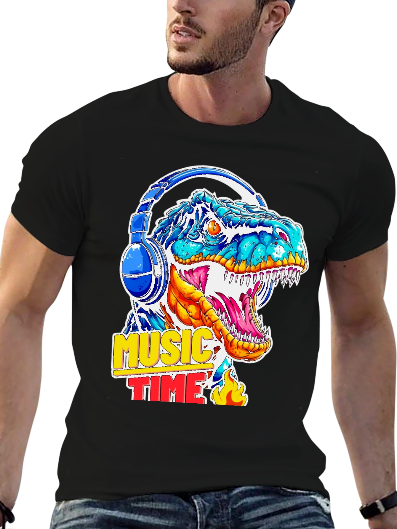 Dino Music Time Graphic T-Shirt