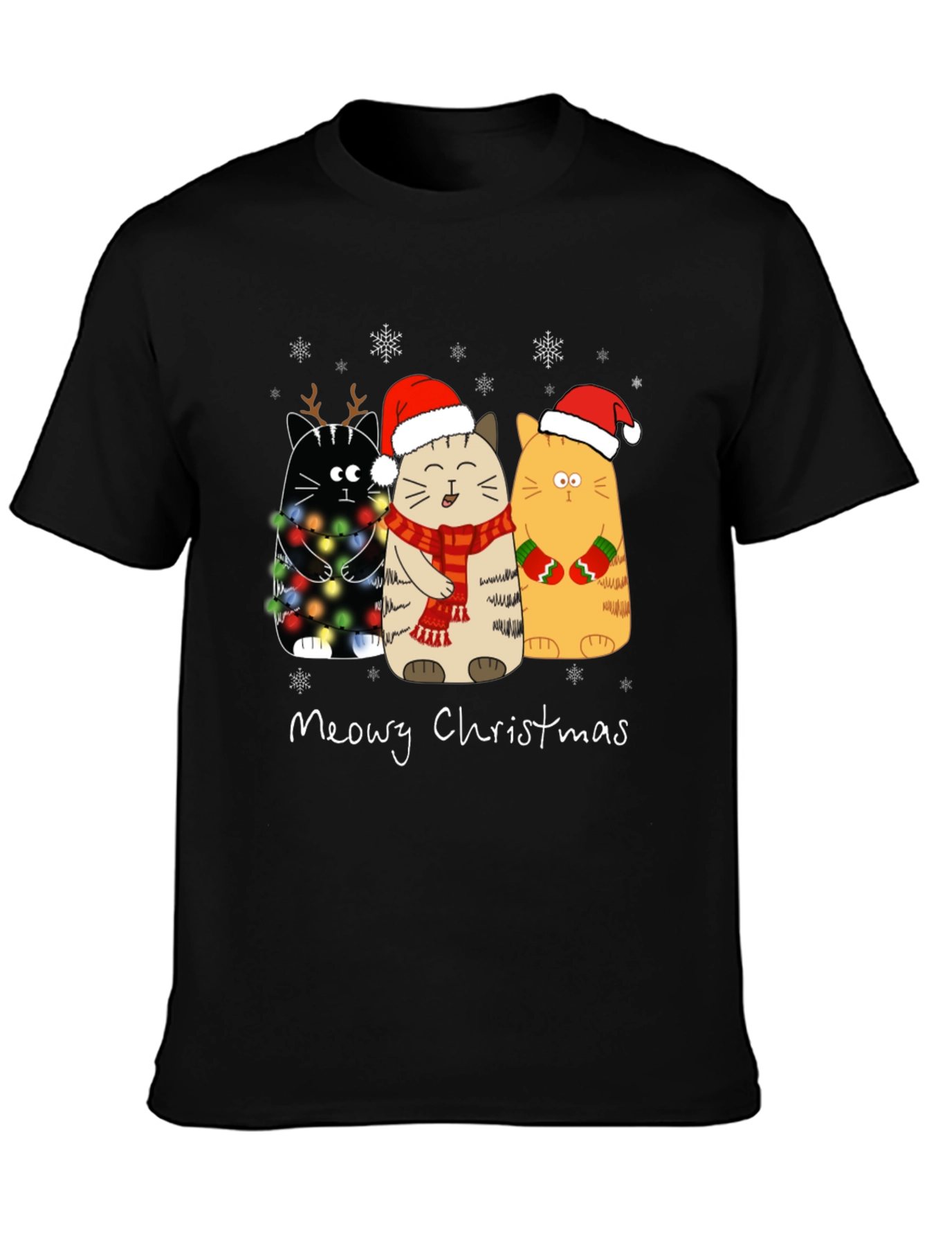 Meowy Christmas Cat T-Shirt Holiday Apparel