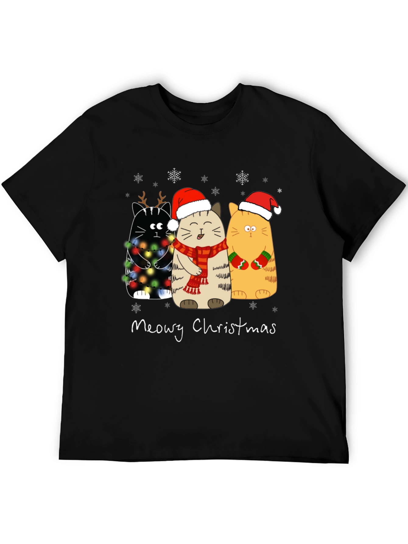 Meowy Christmas Cat T-Shirt Holiday Apparel