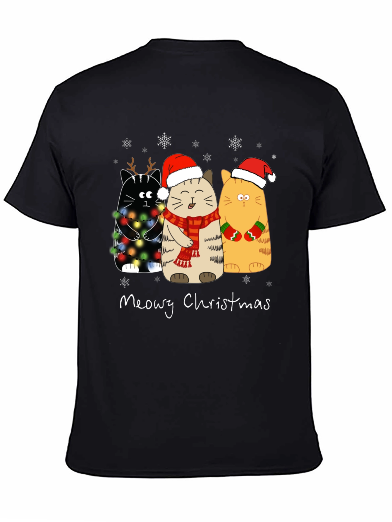 Meowy Christmas Cat T-Shirt Holiday Apparel
