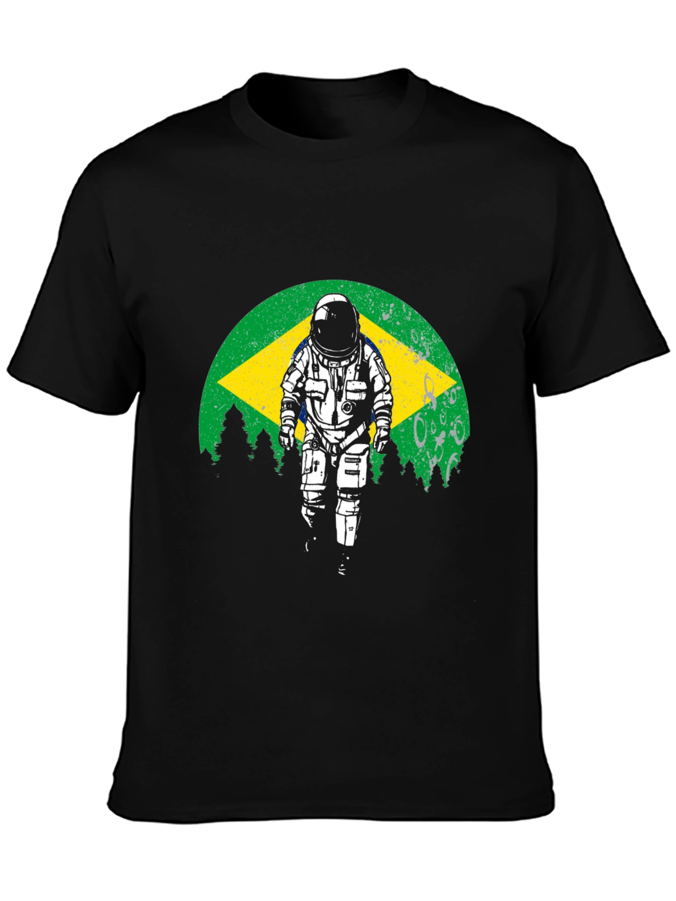 Astronaut Brazil Flag Graphic T-Shirt