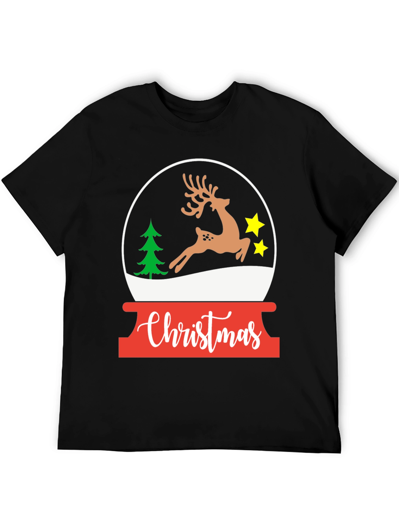 Christmas Deer Snow Globe T-Shirt - Holiday Graphic Tee