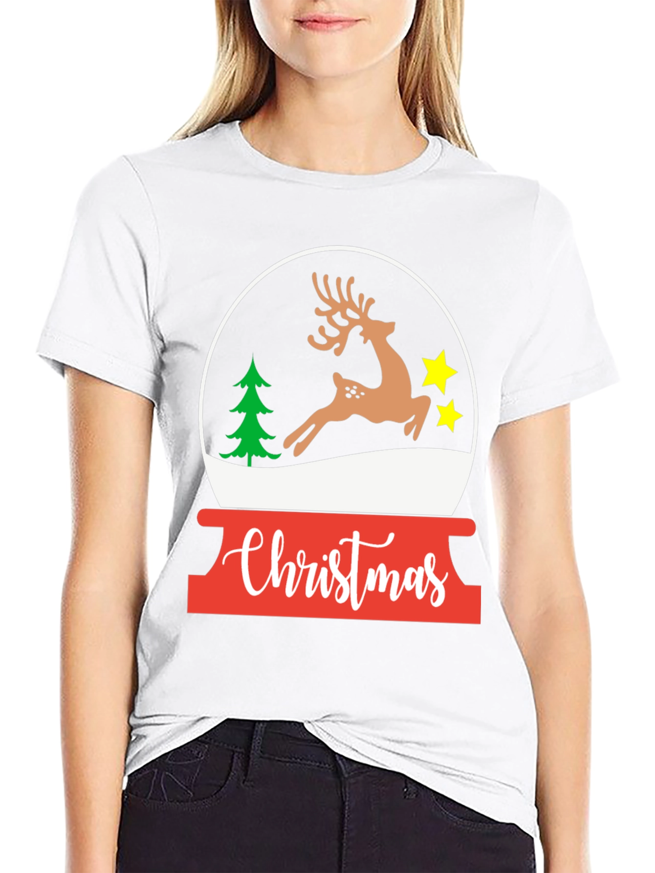 Christmas Deer Snow Globe T-Shirt - Holiday Graphic Tee