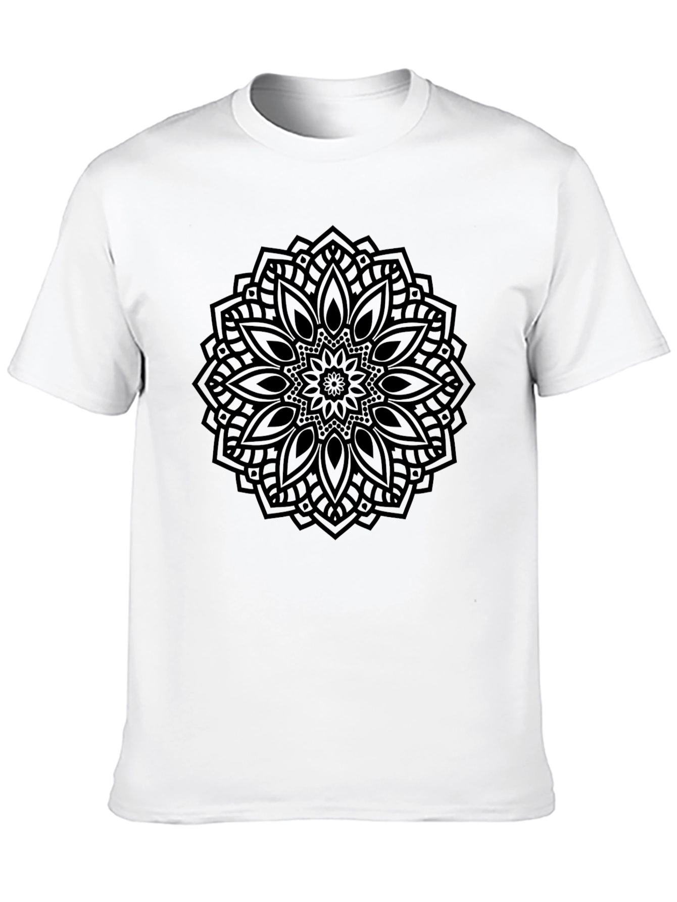 Mandala Print Mens Black T-Shirt