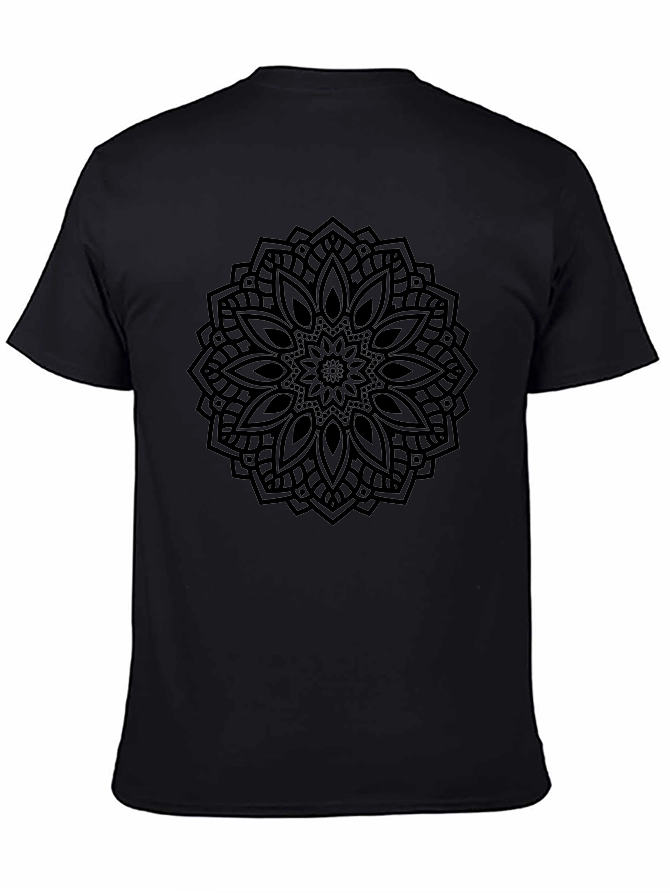 Mandala Print Mens Black T-Shirt
