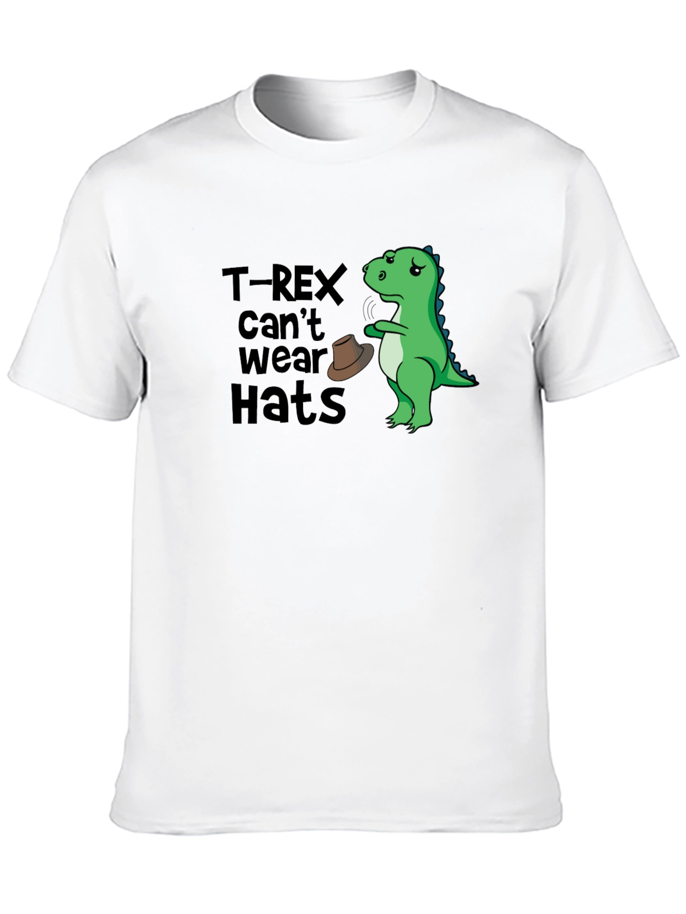 T-Rex Cant Wear Hats Graphic T-Shirt