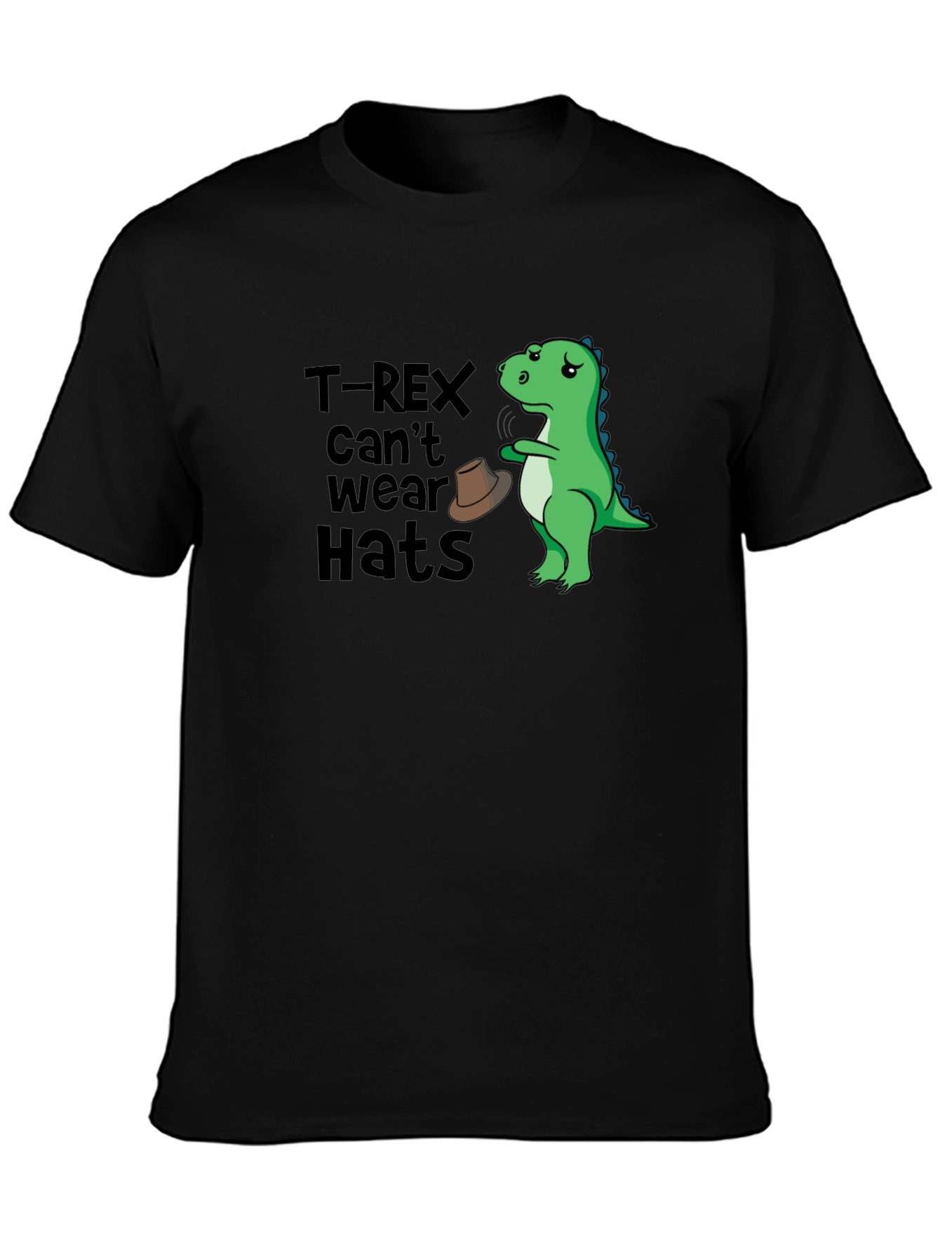 T-Rex Cant Wear Hats Graphic T-Shirt