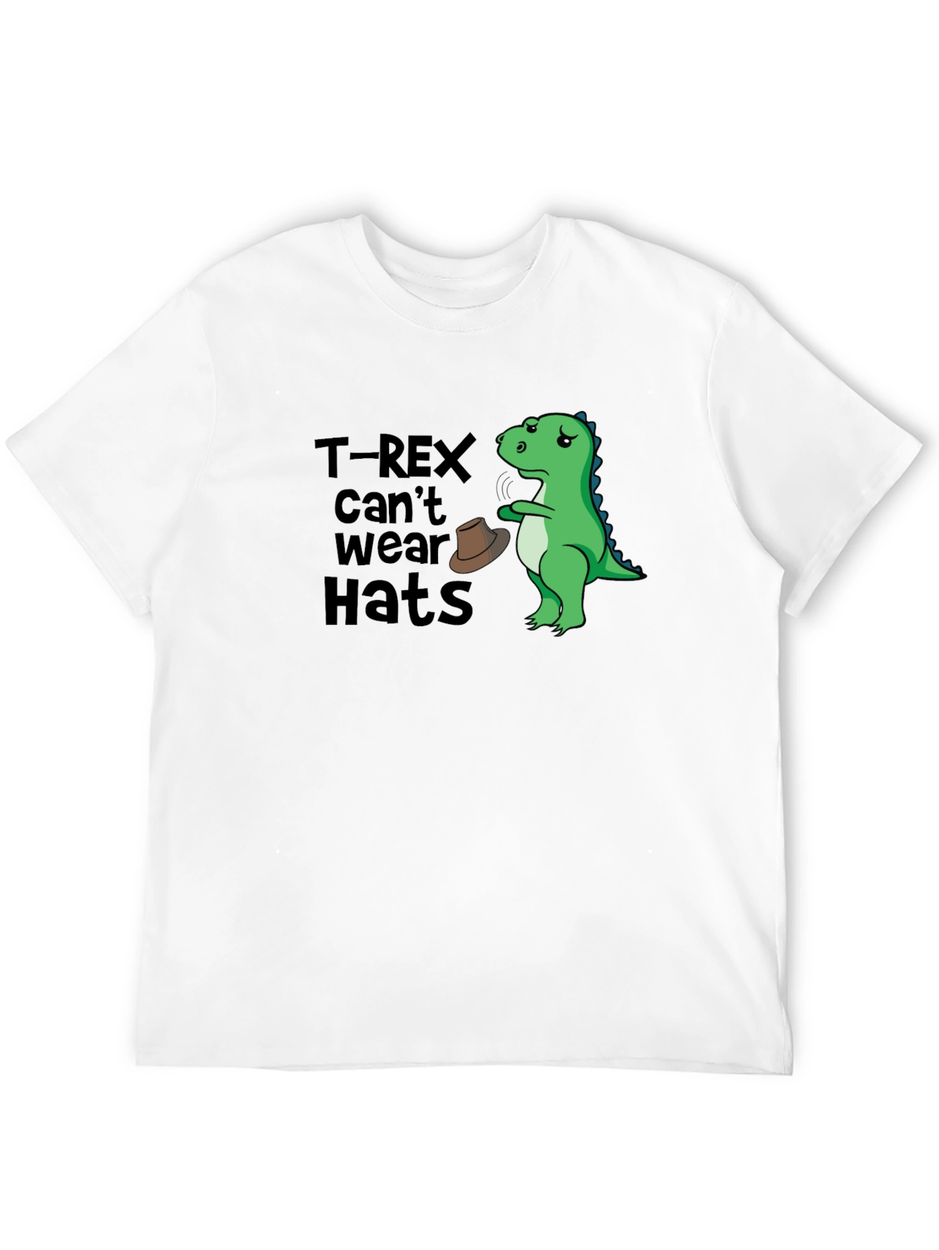 T-Rex Cant Wear Hats Graphic T-Shirt