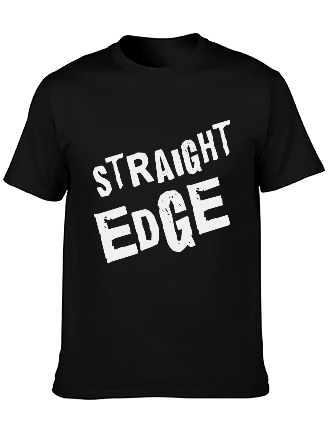 Straight Edge Crew Neck Tee - Bold White Print