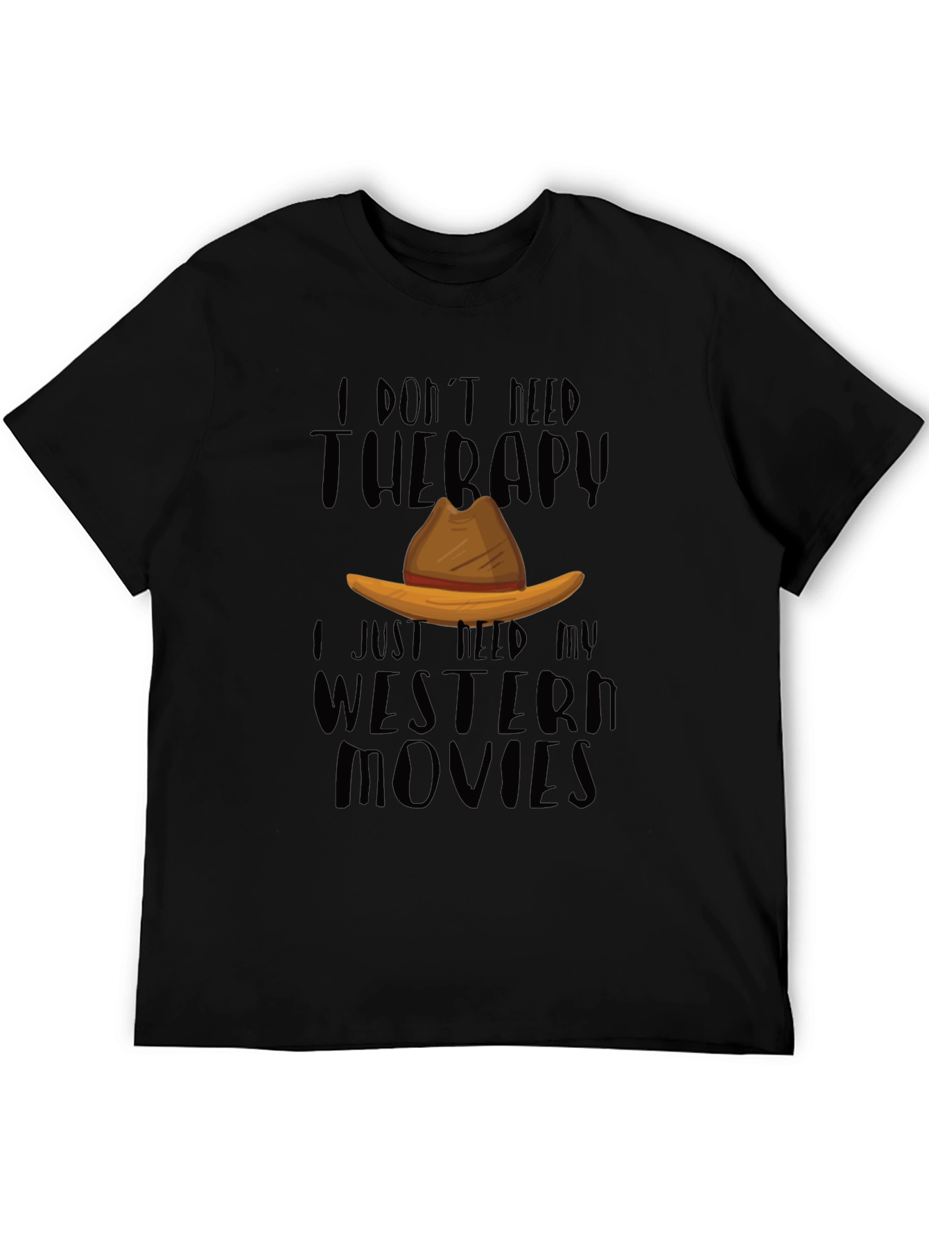 Western Movies Therapy Black T-Shirt