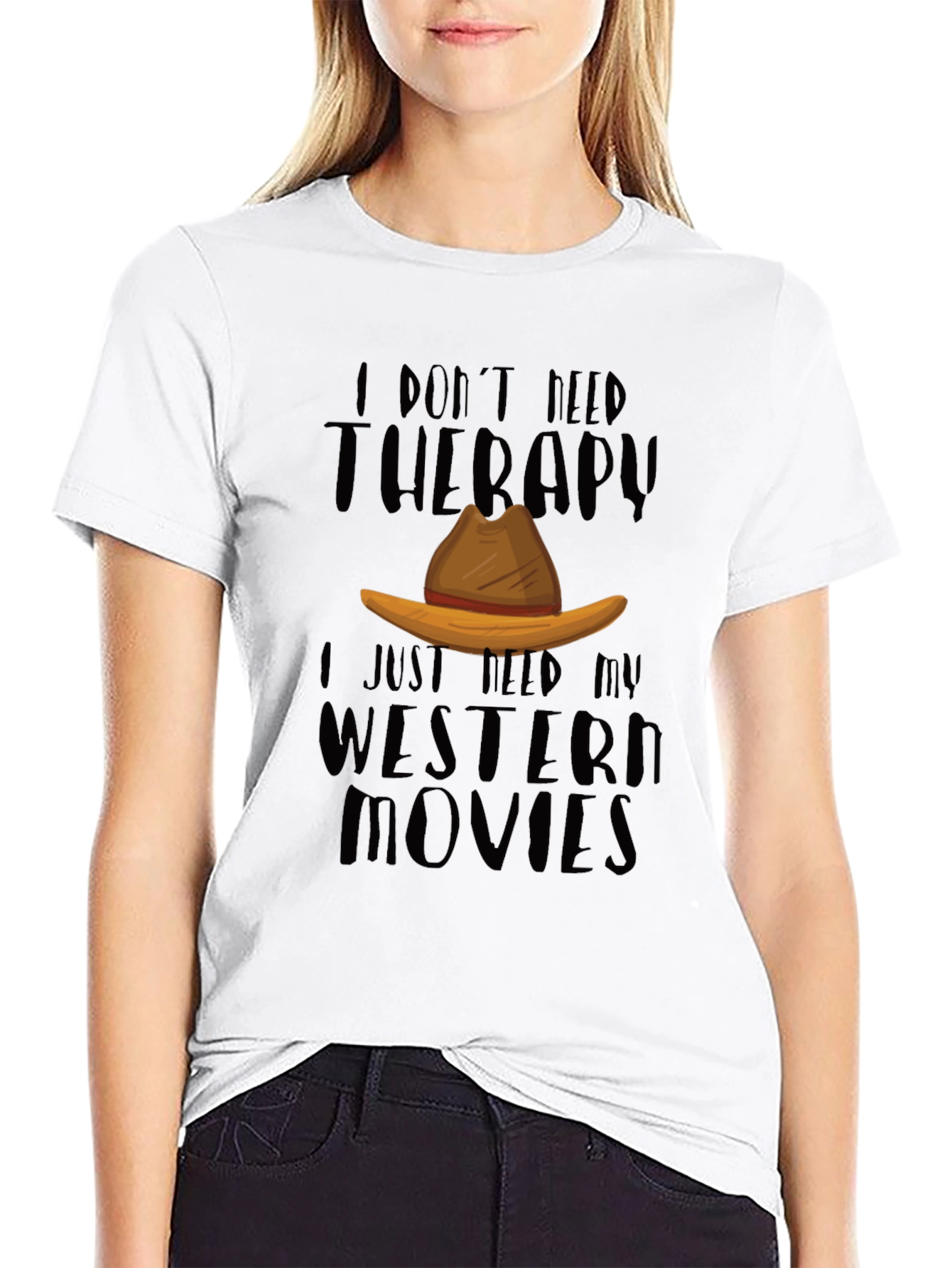 Western Movies Therapy Black T-Shirt