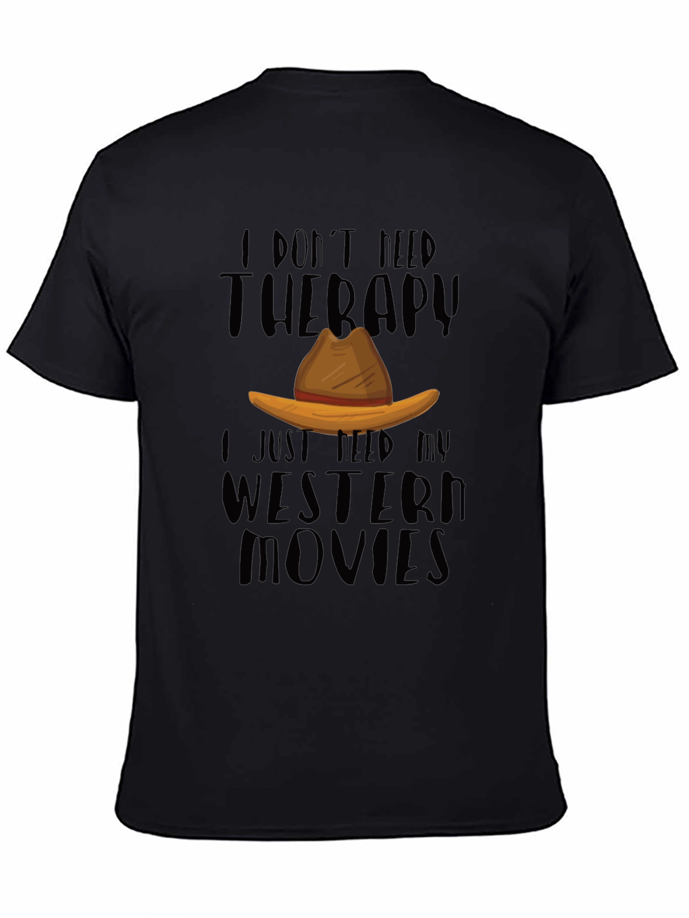 Western Movies Therapy Black T-Shirt
