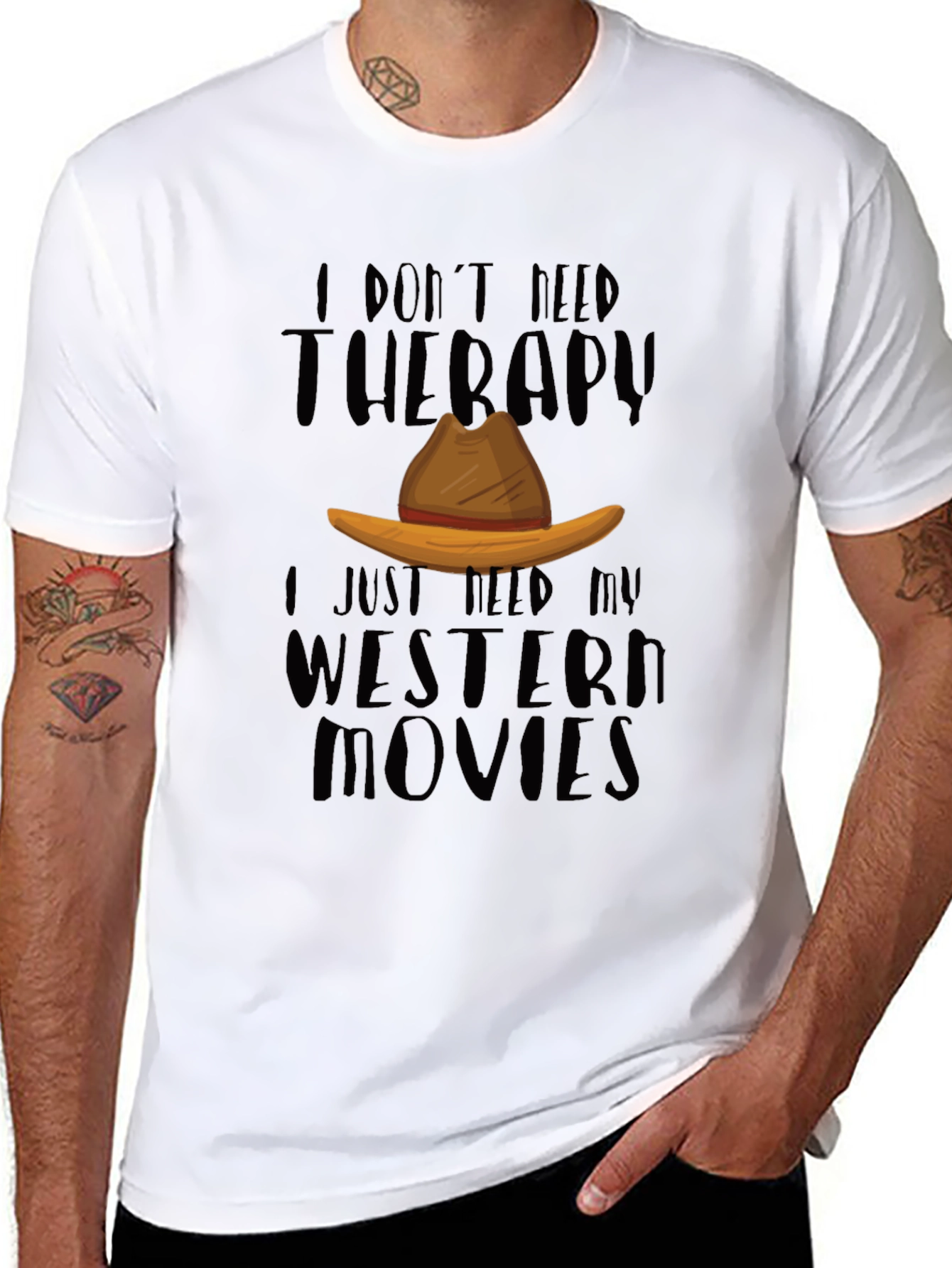 Western Movies Therapy Black T-Shirt