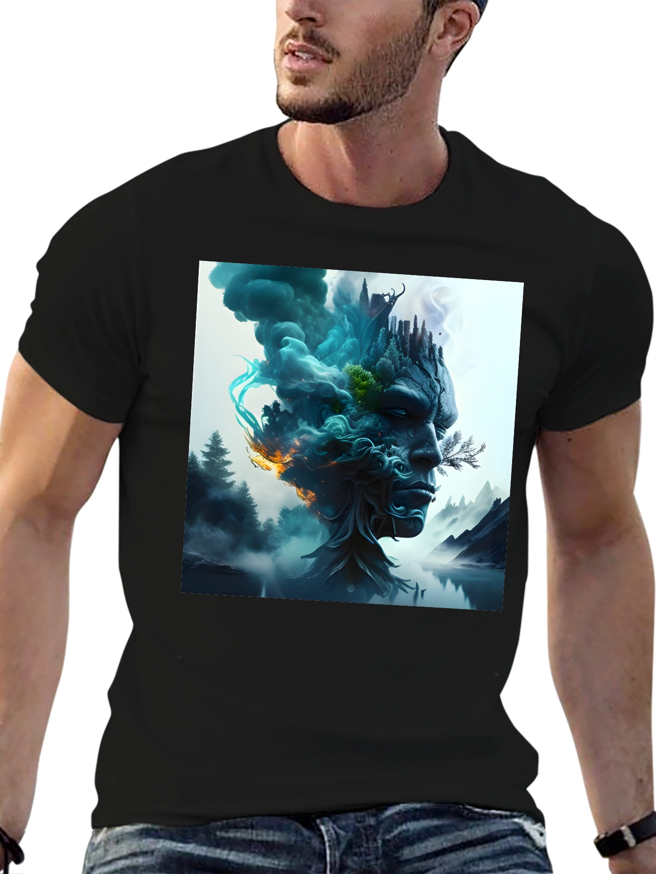 Nature Spirit Graphic Tee - Black Cotton Blend