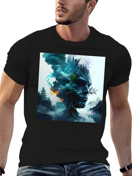 Nature Spirit Graphic Tee - Black Cotton Blend