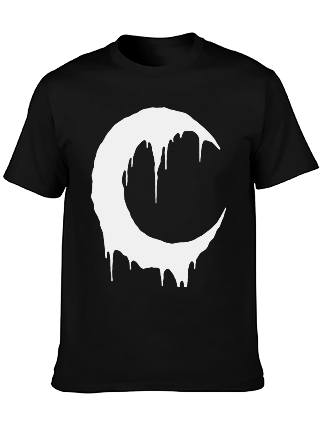 Black T-Shirt with Dripping Crescent Moon Design