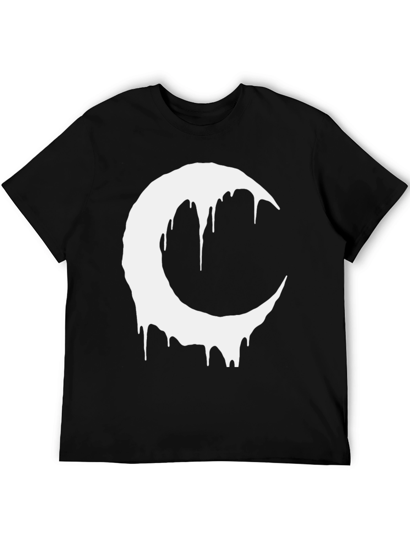 Black T-Shirt with Dripping Crescent Moon Design