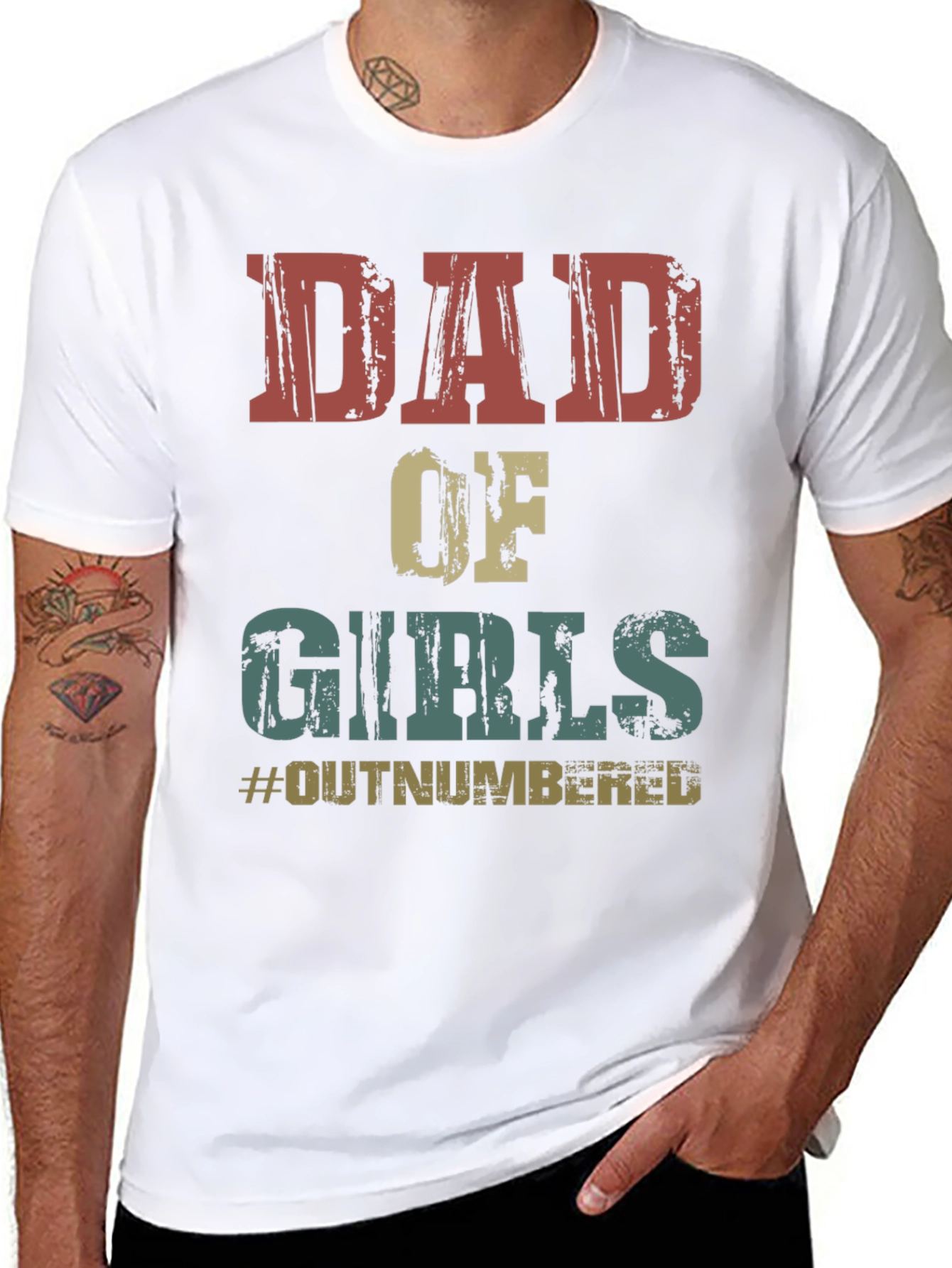 Dad of Girls Graphic Tee - #Outnumbered T-Shirt
