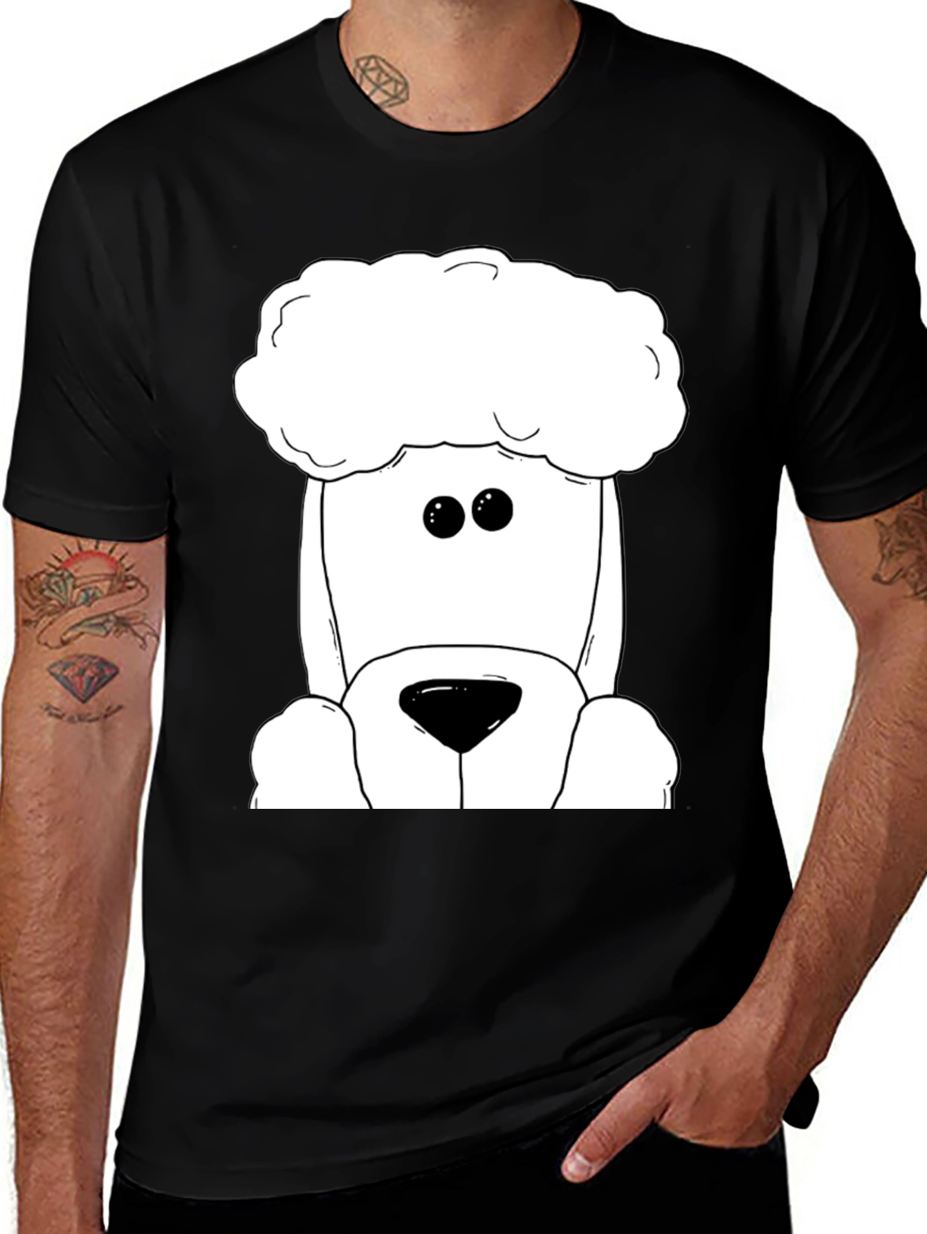Cartoon Dog Graphic Black T-Shirt