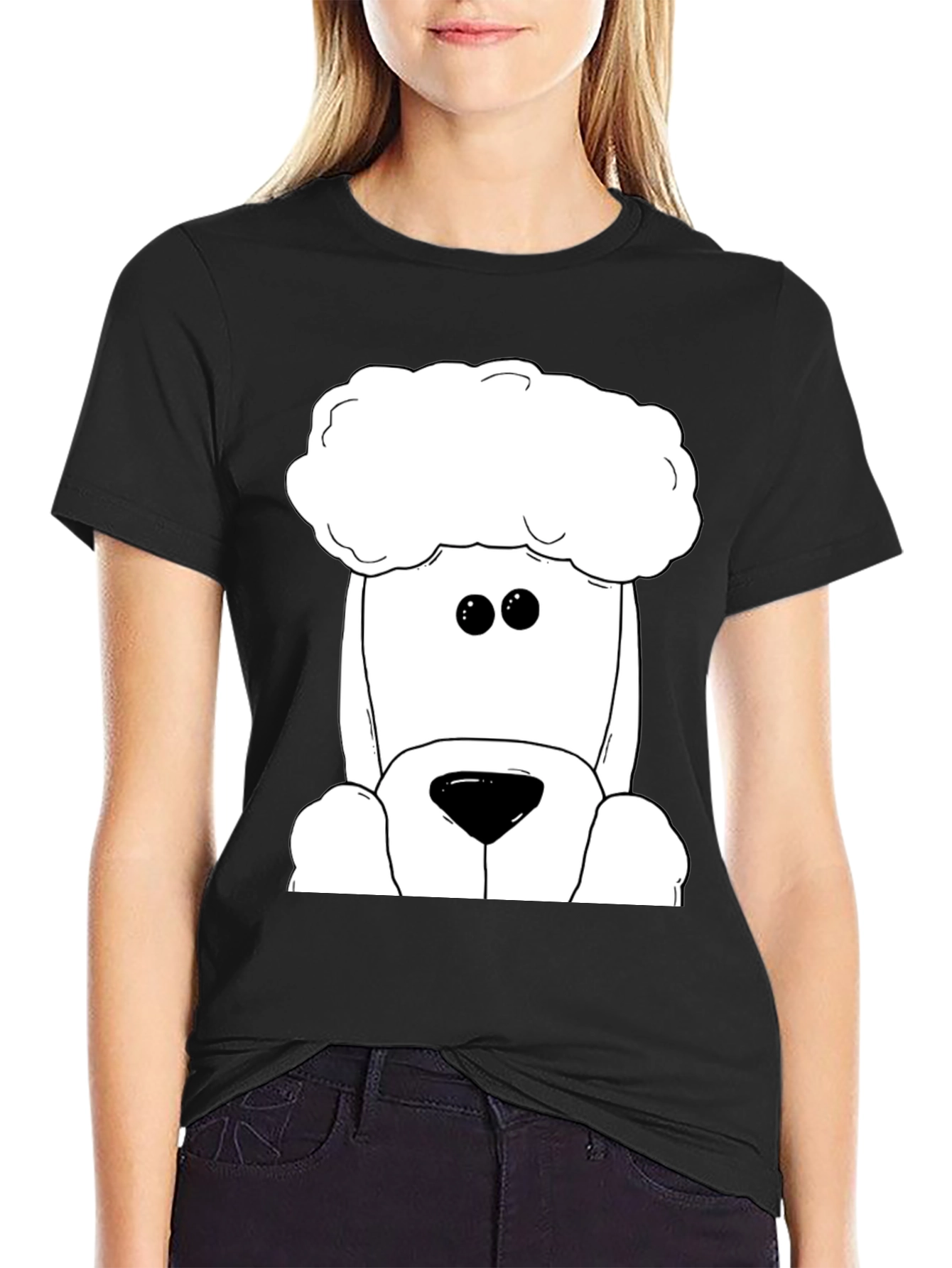Cartoon Dog Graphic Black T-Shirt