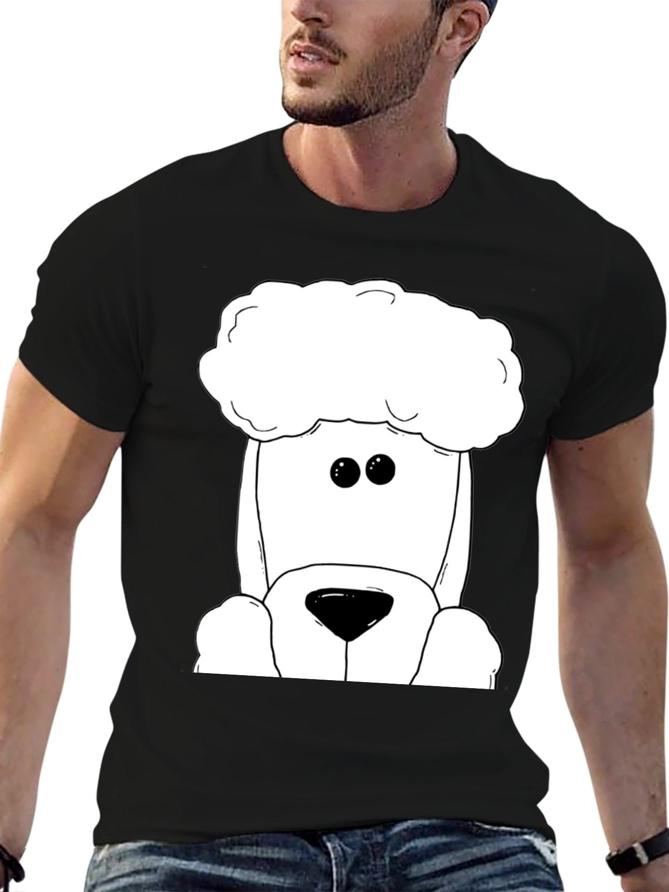 Cartoon Dog Graphic Black T-Shirt