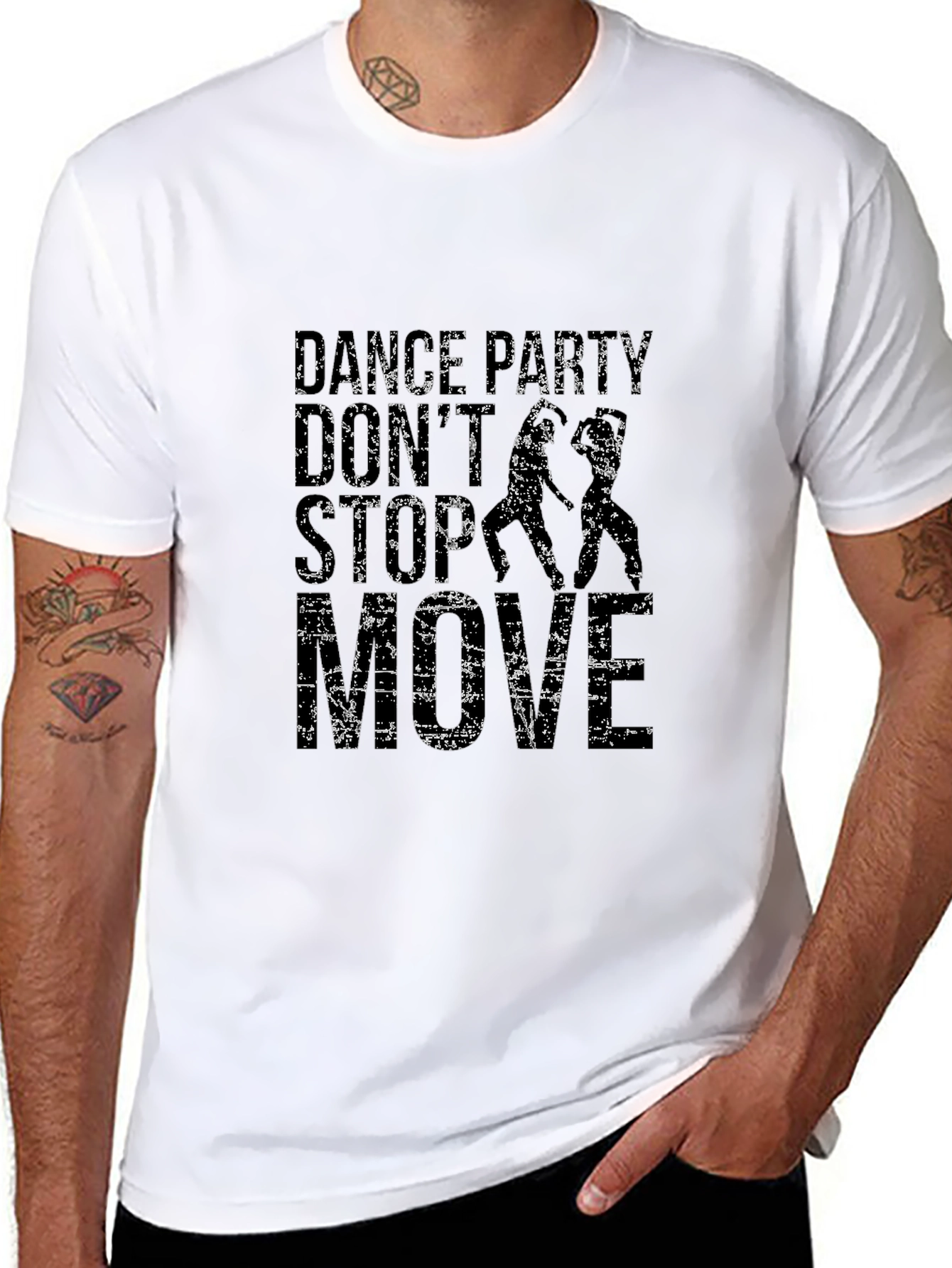 Dance Party Graphic Print Black T-Shirt