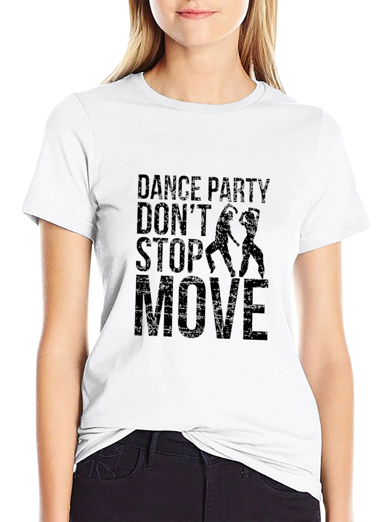 Dance Party Graphic Print Black T-Shirt