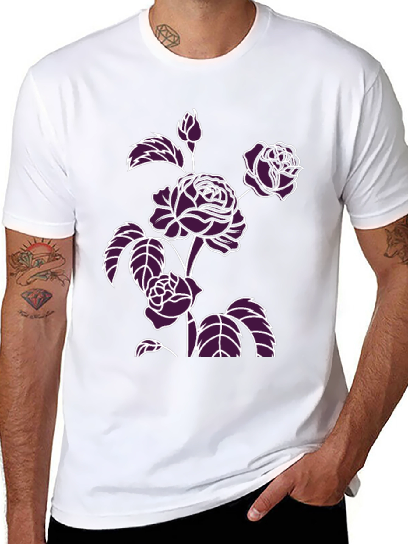 Floral Print T-Shirt - Bold Rose Design