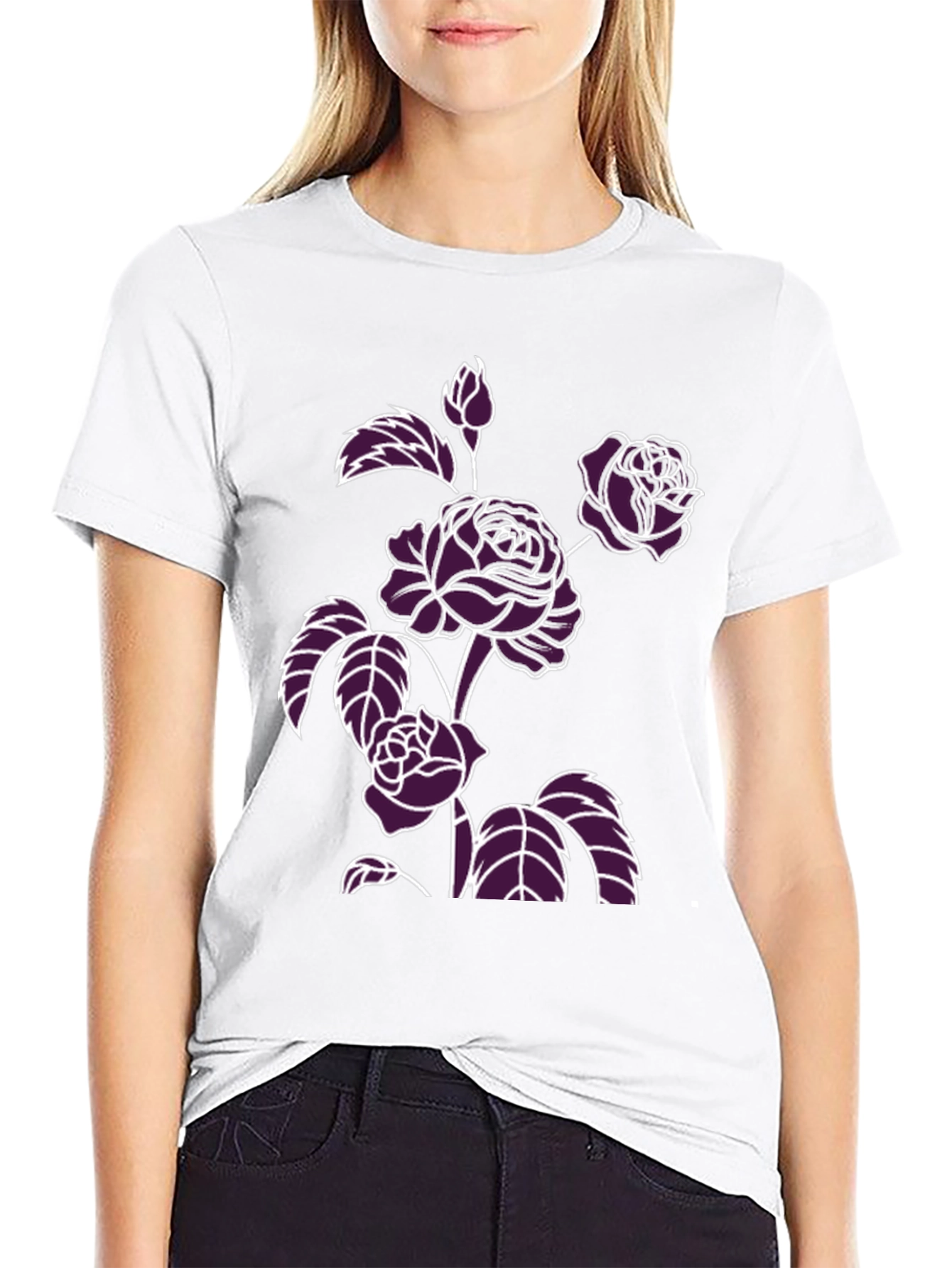 Floral Print T-Shirt - Bold Rose Design