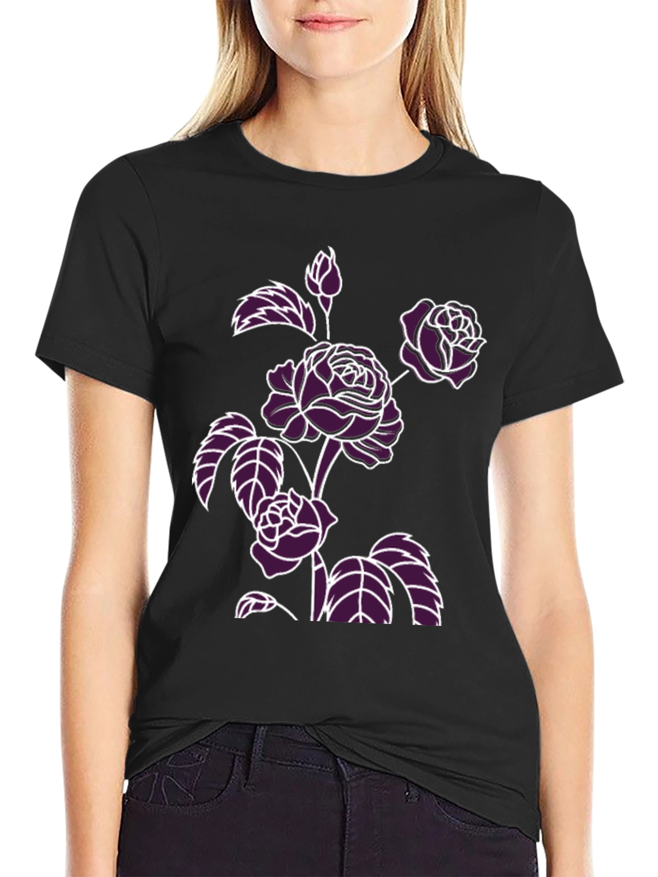 Floral Print T-Shirt - Bold Rose Design