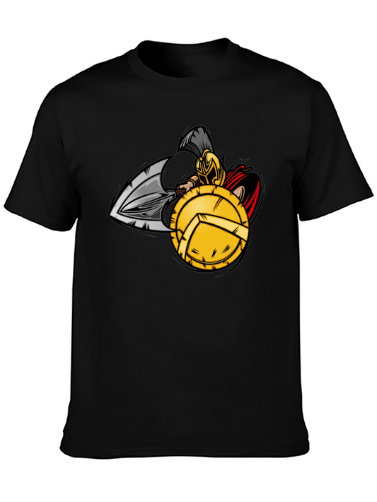 Spartan Warrior Graphic T-Shirt - Shield & Sword