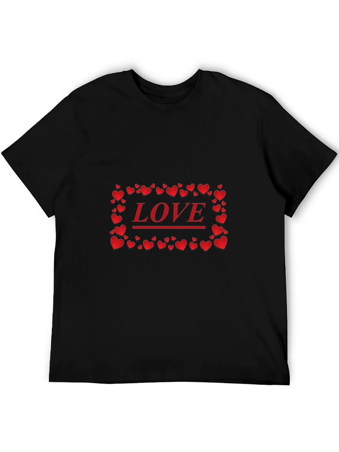 Love Heart Graphic Print Black T-Shirt