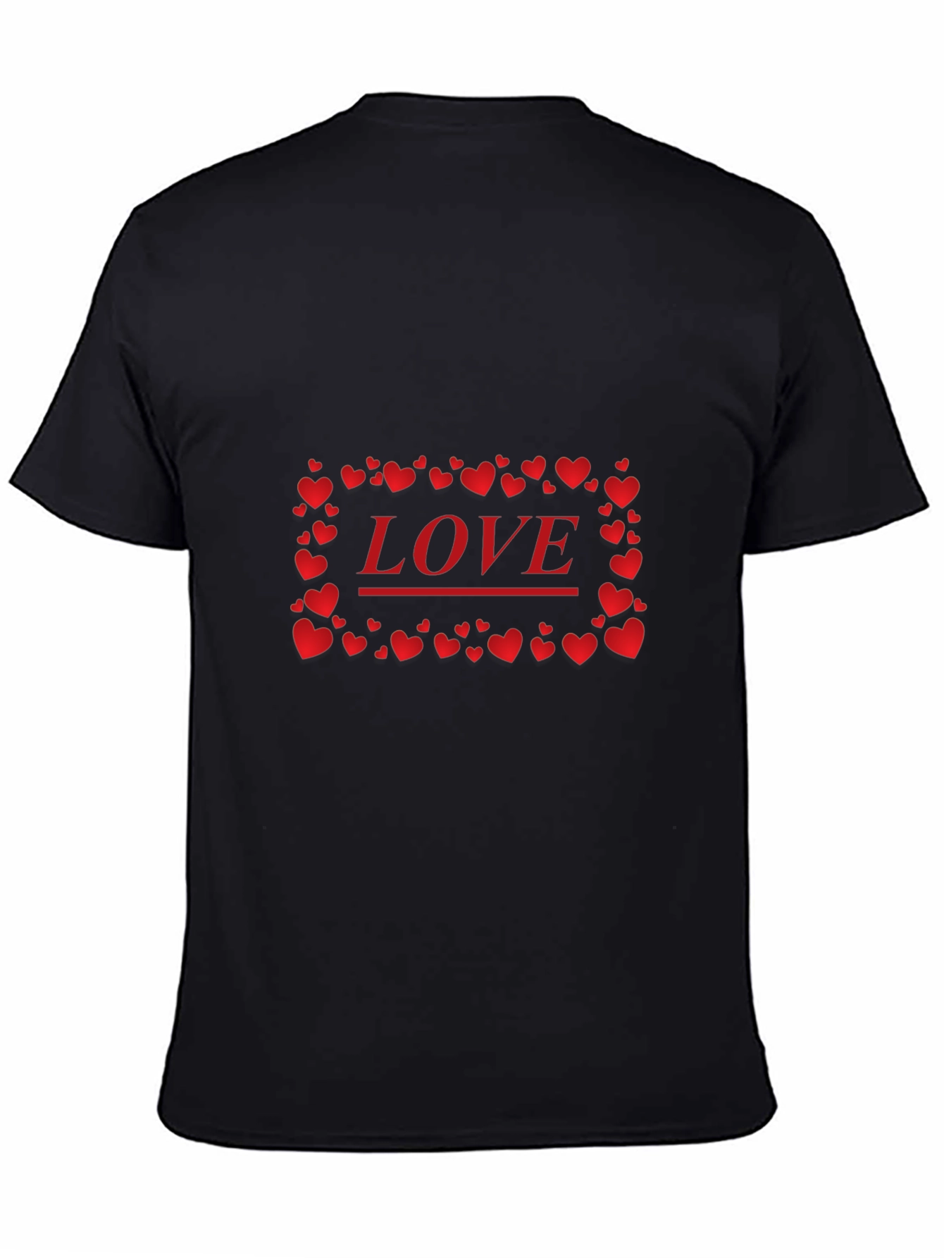 Love Heart Graphic Print Black T-Shirt