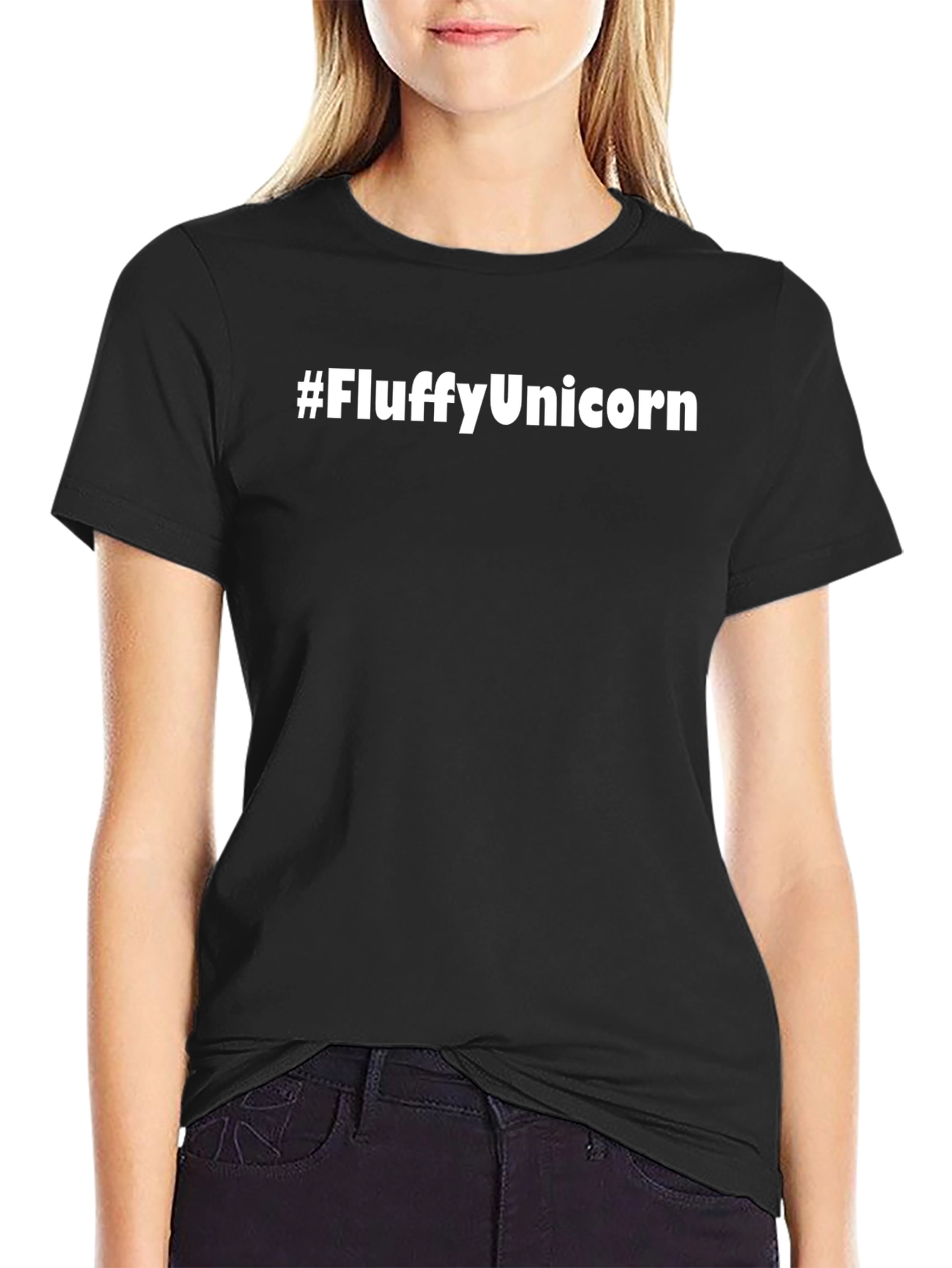 #FluffyUnicorn Black Cotton Graphic T-Shirt