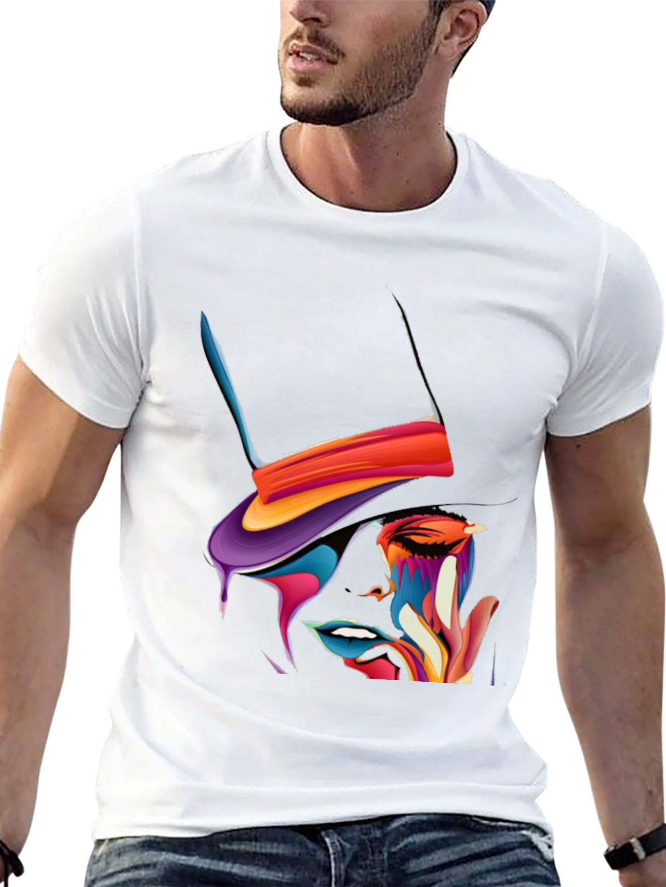 Abstract Art Graphic Tee - Stylish Black T-Shirt