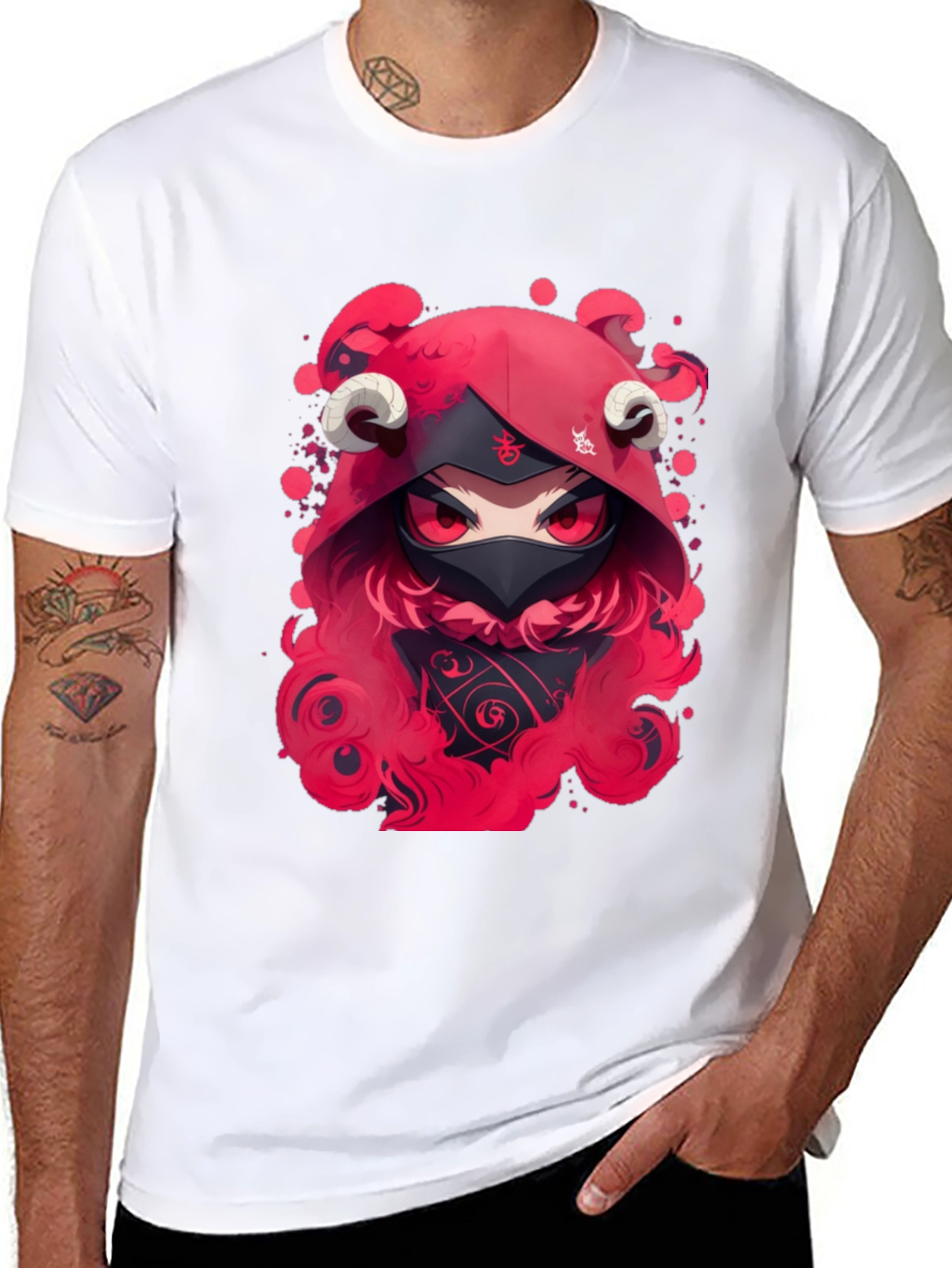 Red Devil Anime Graphic Black T-Shirt