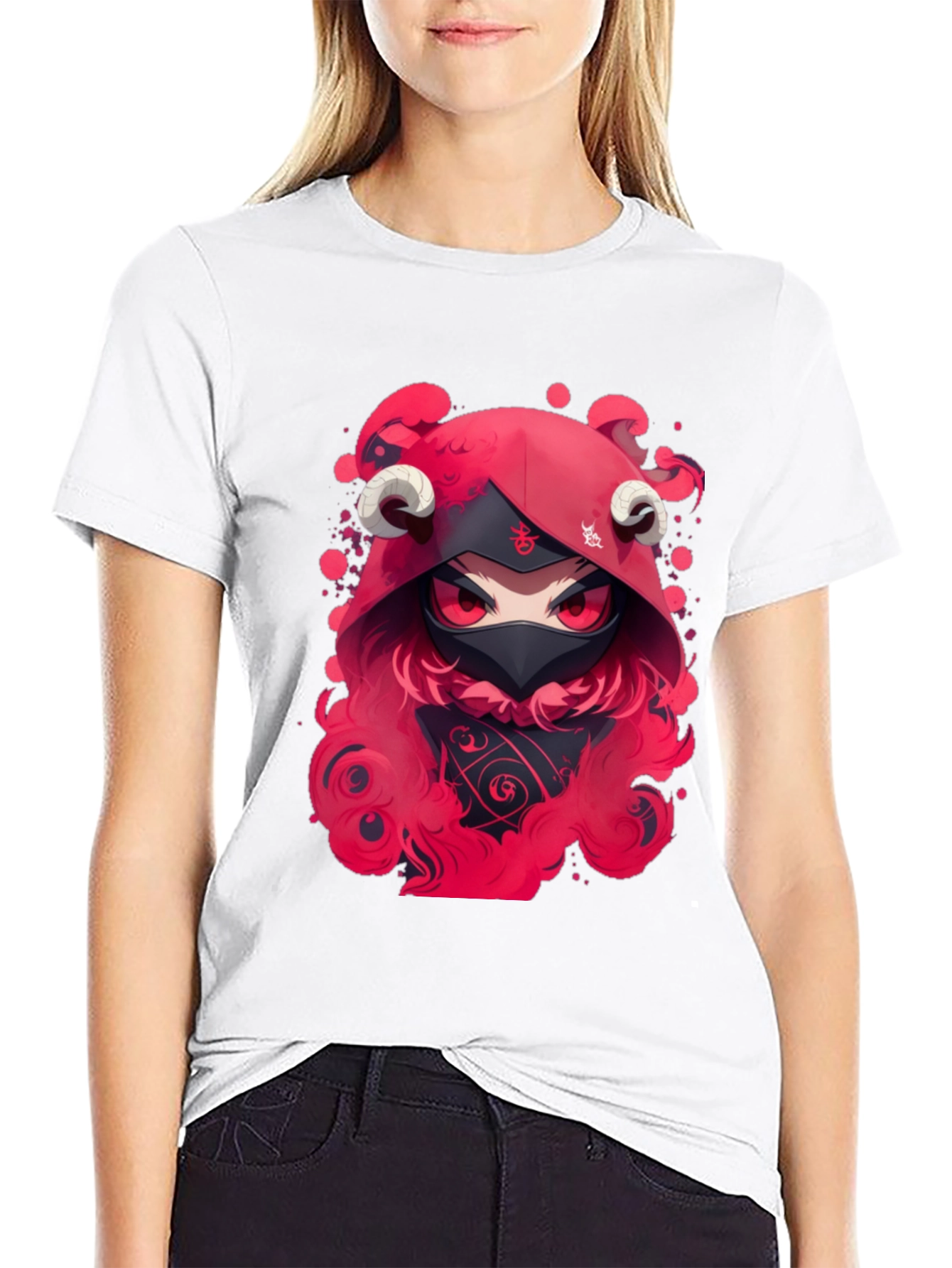 Red Devil Anime Graphic Black T-Shirt