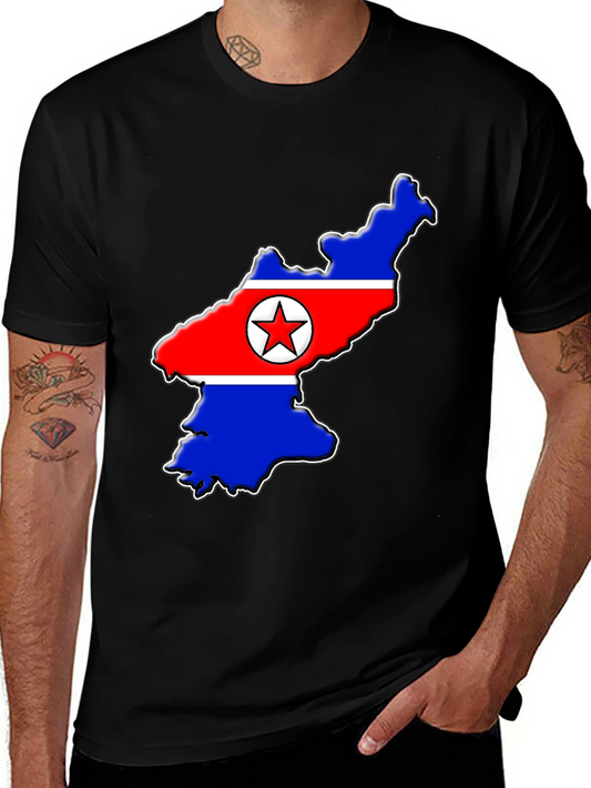 North Korea Flag Map T-Shirt