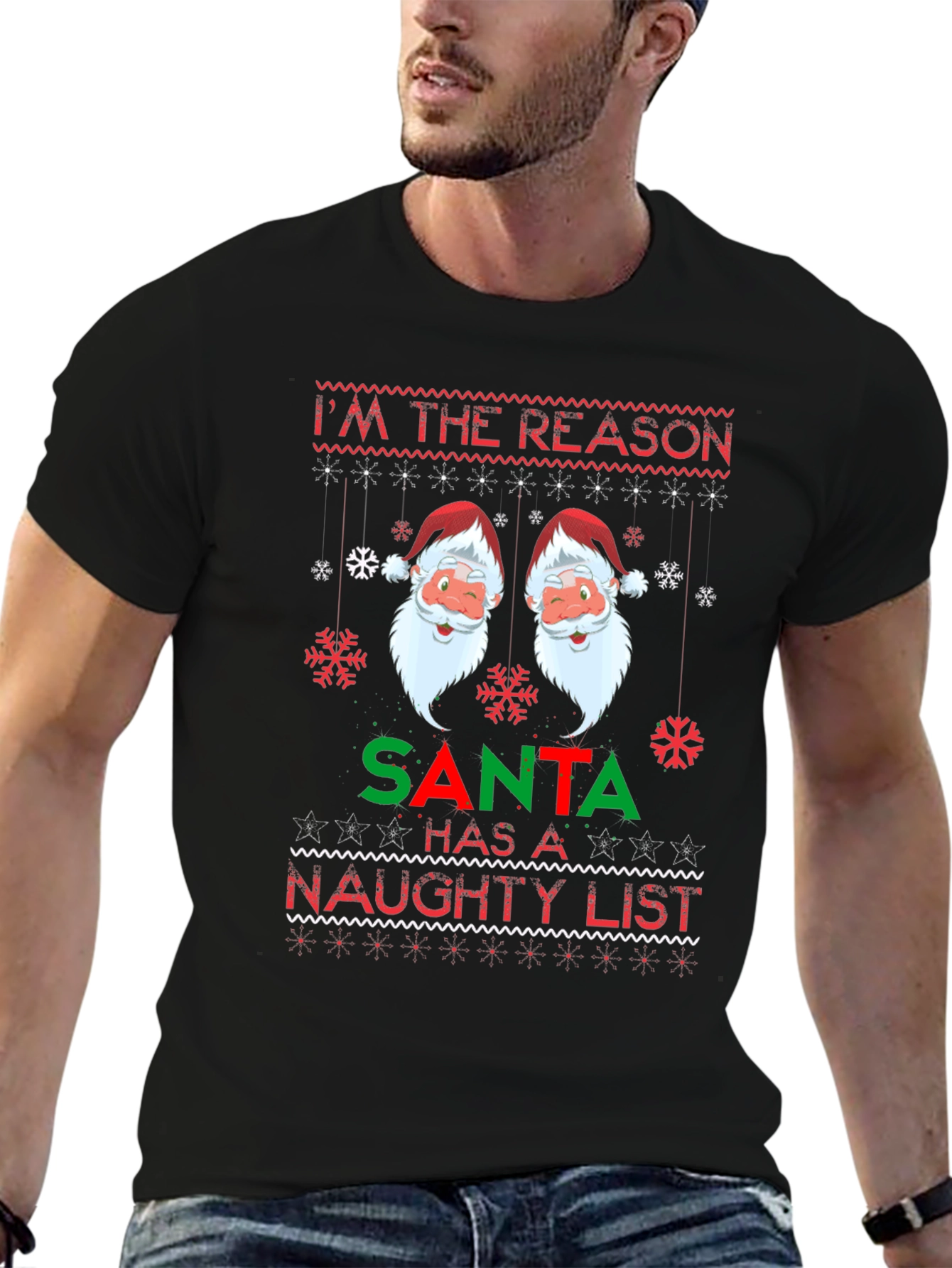 Naughty List Santa Christmas T-Shirt