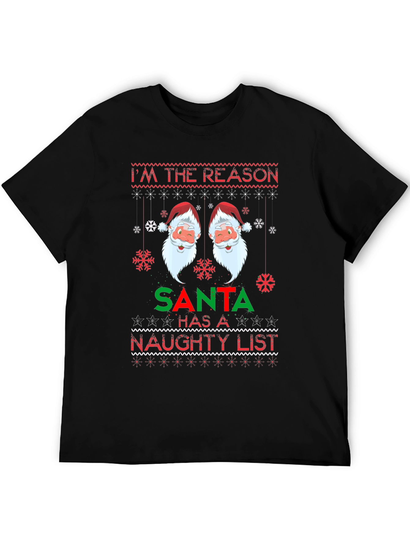 Naughty List Santa Christmas T-Shirt