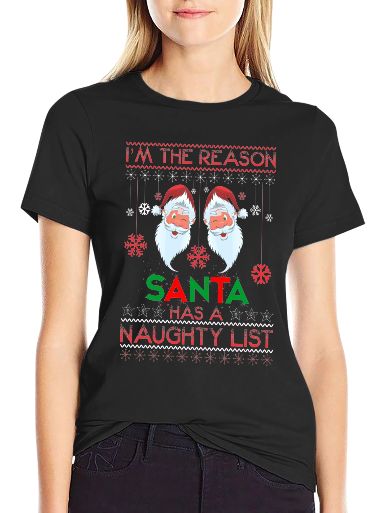 Naughty List Santa Christmas T-Shirt