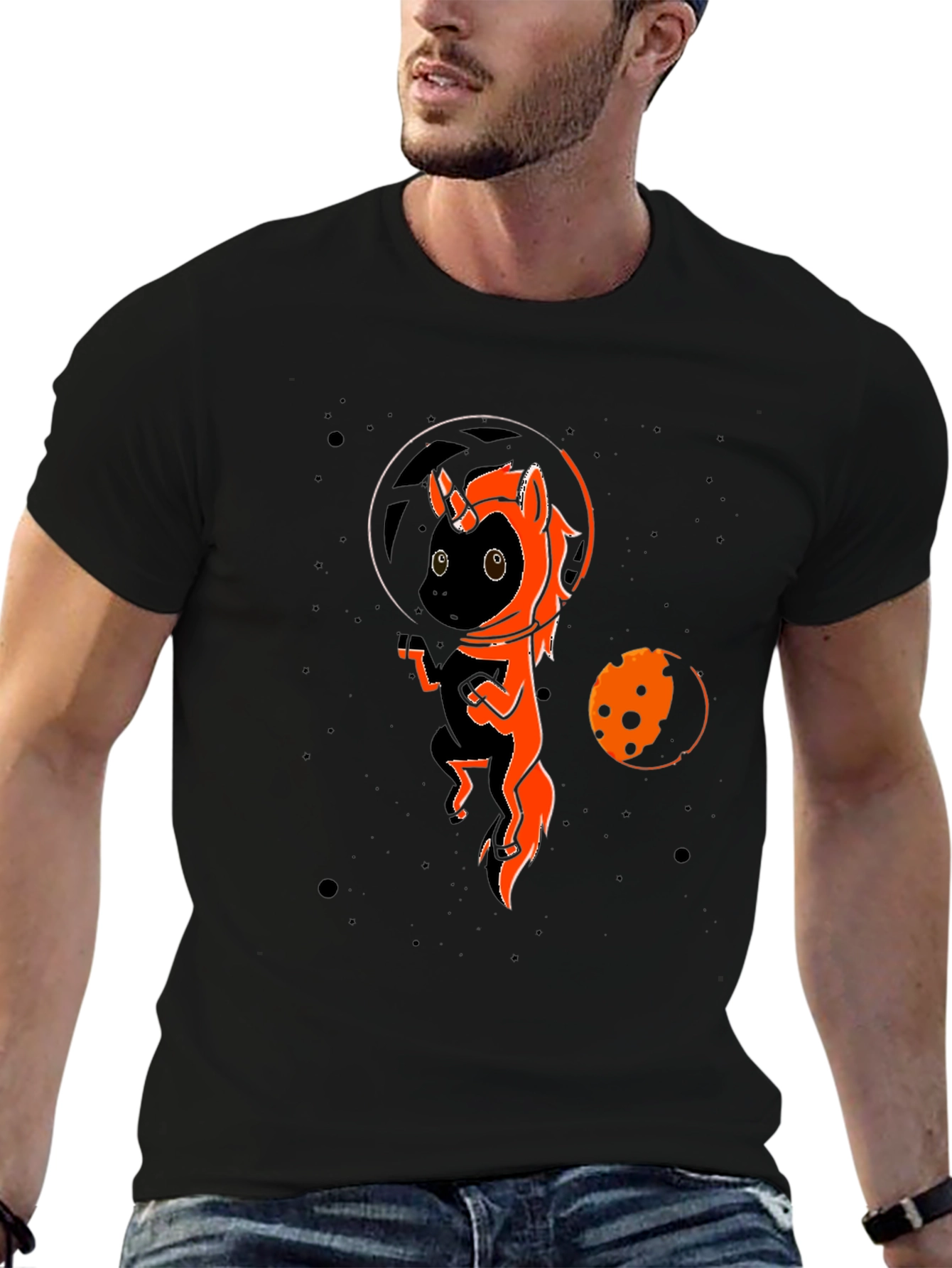 Space Unicorn Black T-Shirt